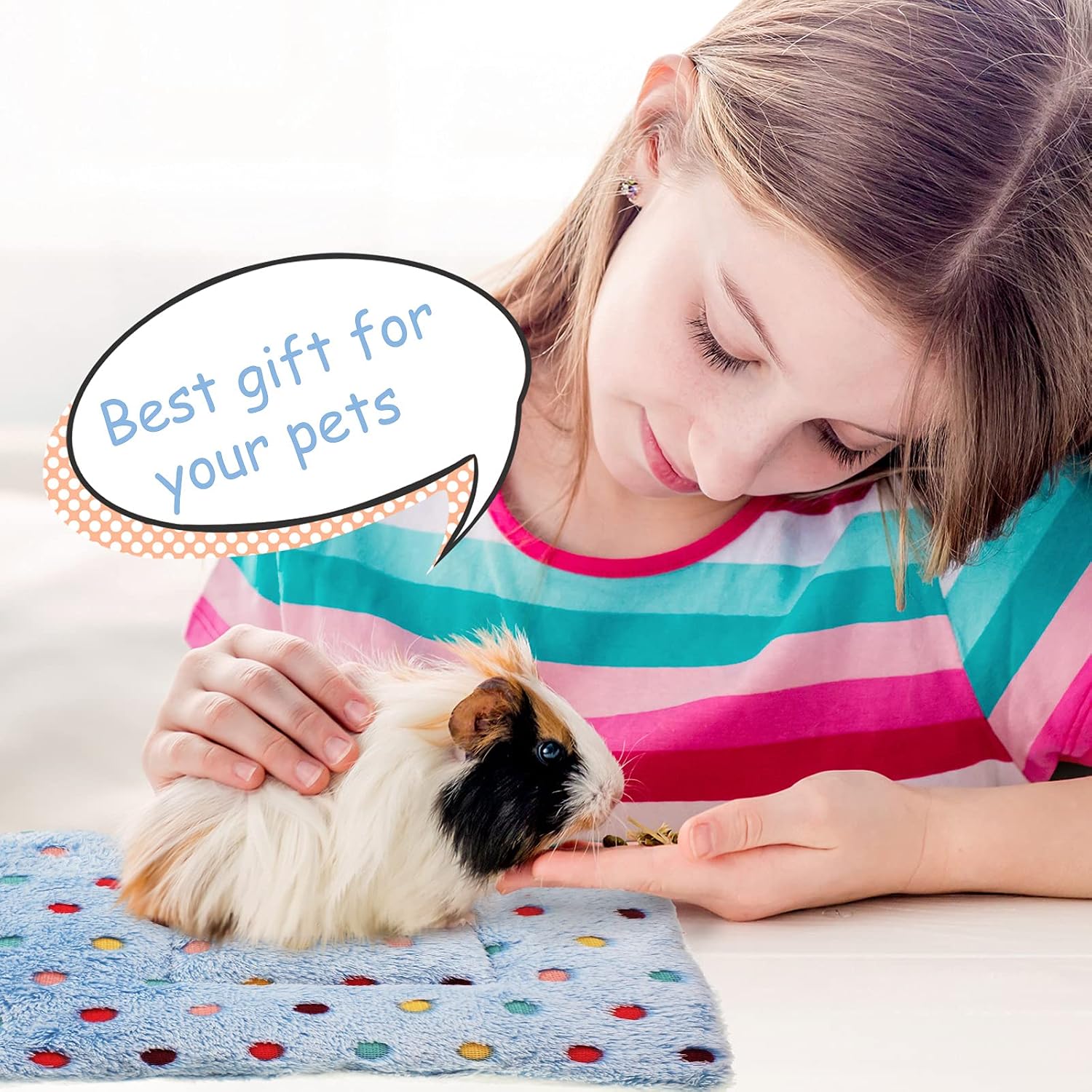 Jetec 3 Pcs Bunny Guinea Pig Beds Soft Bunny Mats Warm Guinea Pig Mat Small Animal Bed Pads Fleece Sleeping Pads for Indoor Rabbit Hamster Squirrel Hedgehog Chinchilla(Fleece,Dots,Red) - Image 7