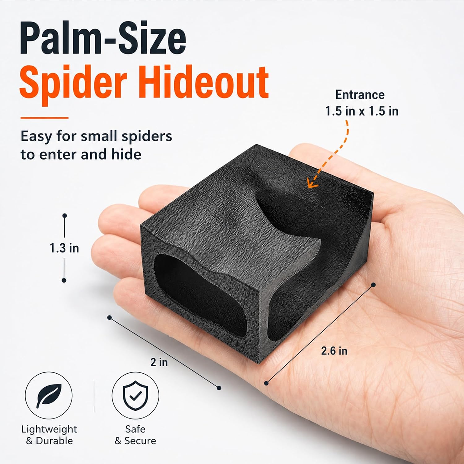 Jumping Spider & Tarantula Sling Hideout Corner Cave, Small Size 2.6" x 2.1" x 1.3", 3D Printed Textured Climbing Habitat with Viewing Window, Small Spider Terrarium Decor - Image 4