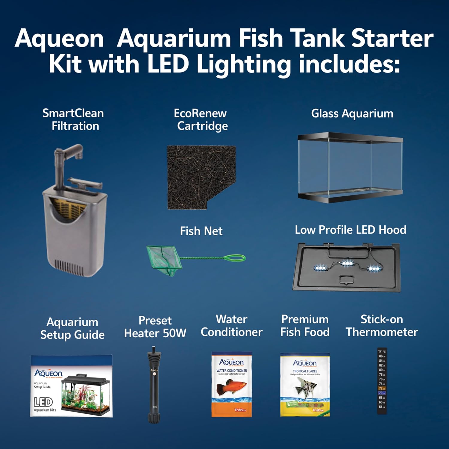 Aqueon Aquarium Starter Kit with Smart Clean Filtration and LED Lighting, Freshwater and Saltwater Fish, Perfect for Tetras, Guppies, Platies, 10-Gallon - Image 3
