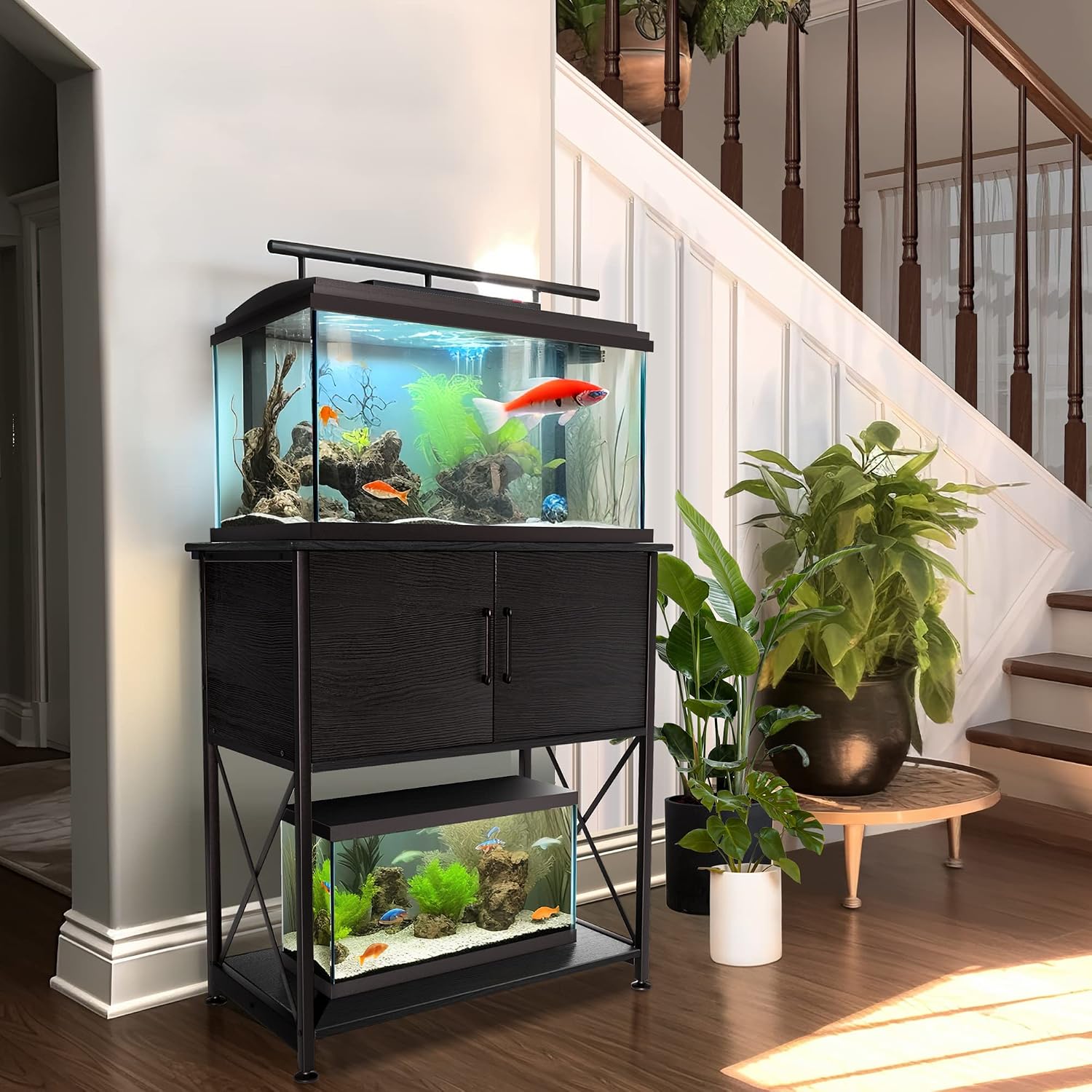 Herture 20-29 Gallon Aquarium Stand Metal Frame Fish Tank Stand with Cabinet Storage, for 20 Gallon Long Aquarium,30.7" L*16.5" W Tabletop,330LBS Capacity Black PG01YGB - Image 8