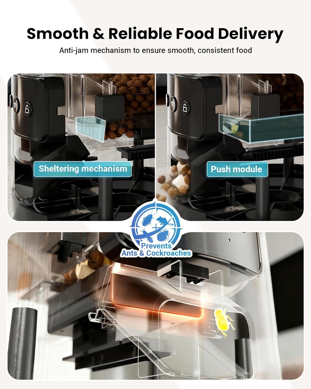 Automatic Cat Feeder for 3 Cats, 6L/25 Cup Cat Food Dispenser with Strong Anti-Jam System, Dual-Effect Desiccant, Smart WiFi App Control Pet Feeder, Automatic Dog Feeder with 10S Recorder - Image 3