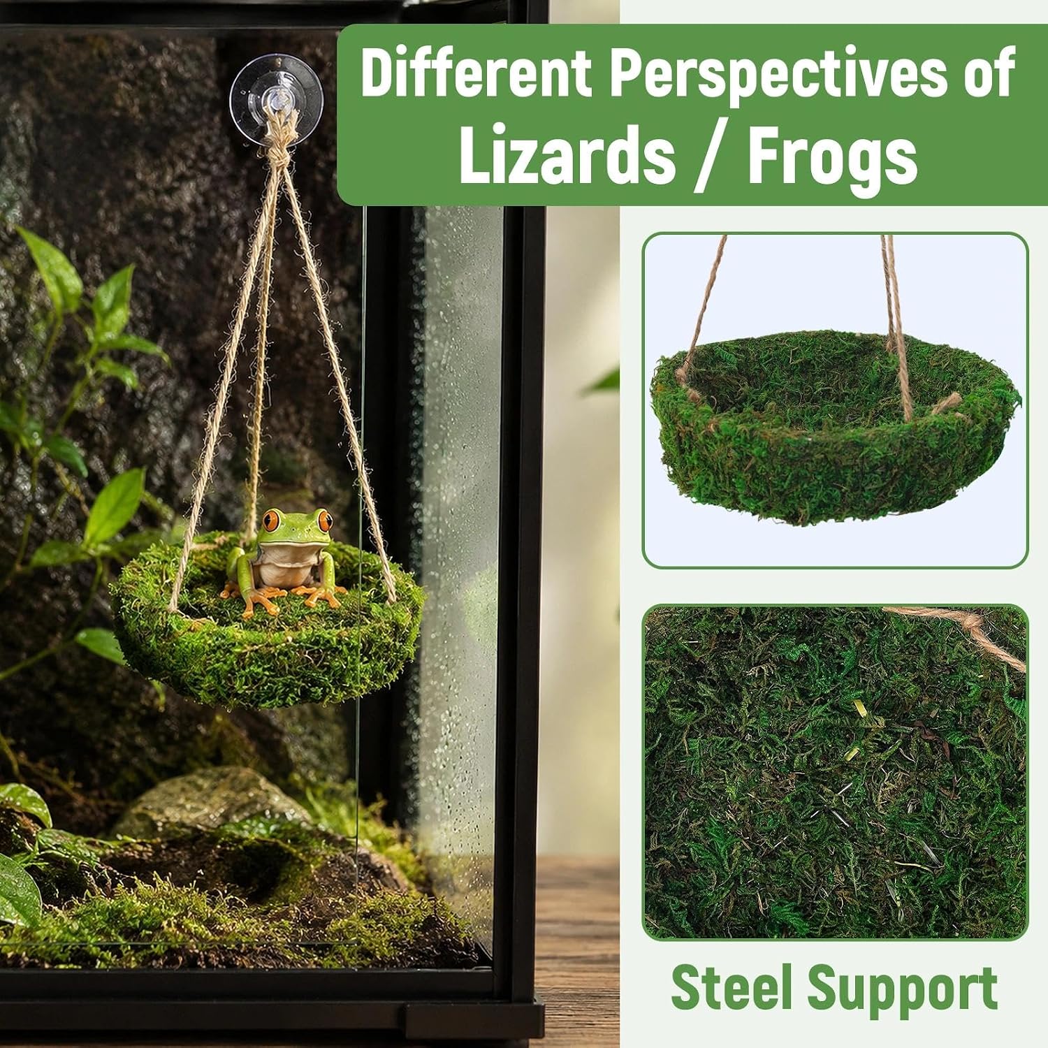 Frog Reptiles Cave Hide, Green Lizard Hideout with Safe Shelter, Handmade Snake Cave Hideout Hut for Themed Terrarium Ideal for Gecko Hamster Snake Rest & Hide - Image 3