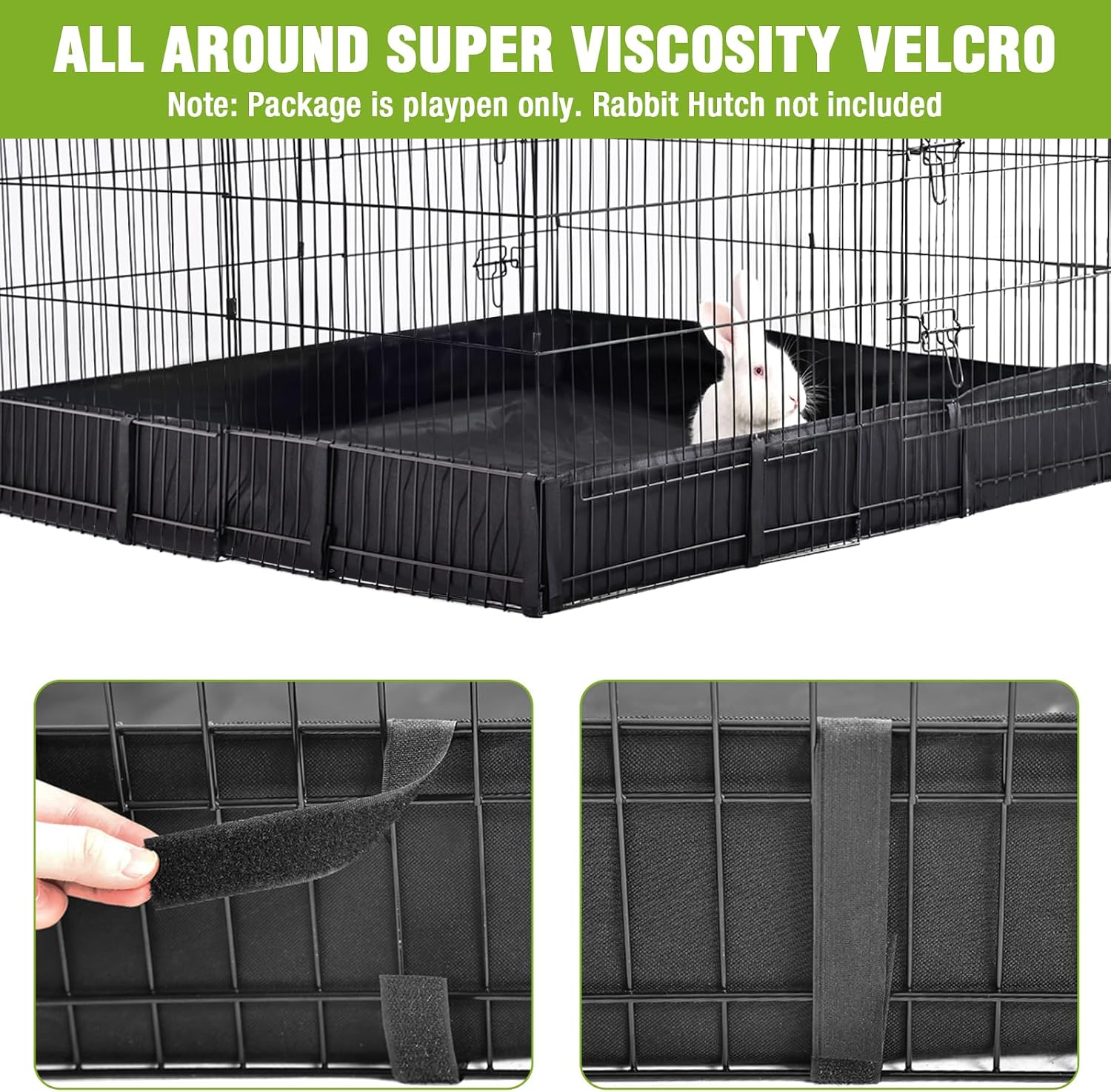 Rabbit Pet Playpen, Bunny Cage with Waterproof Liner, Pet Run Extension for Guinea Pig, Hamster, Chinchillas, Portable Small Animal Cage Fence (Playpen Only) - Image 4
