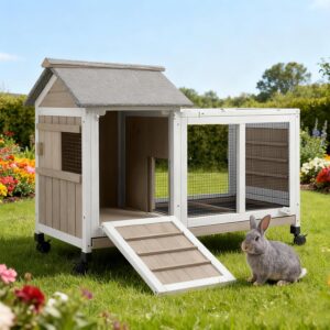 38”L Rabbit Hutch Outdoor wit...