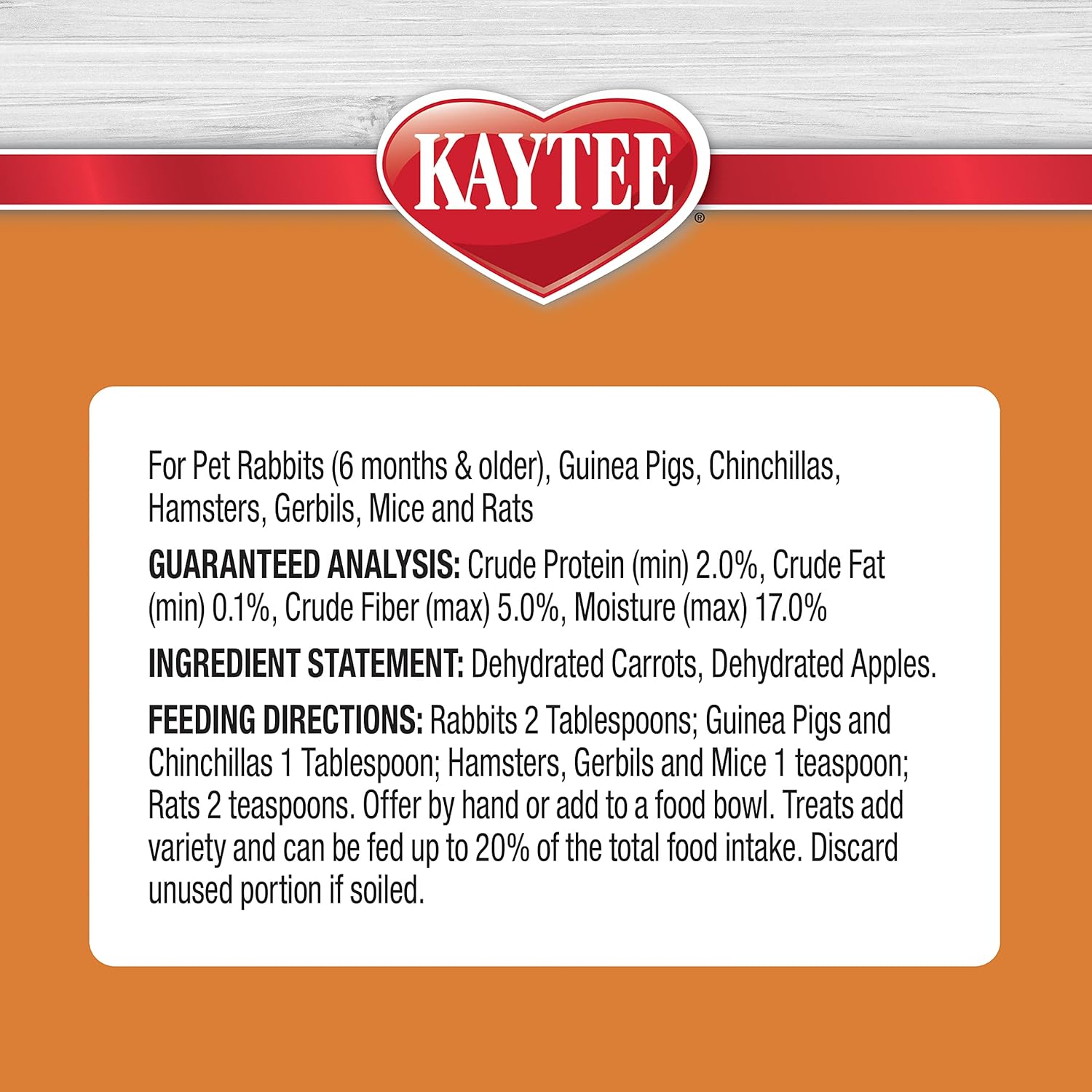 Kaytee Natural Snack with Superfoods For Pet Guinea Pigs, Rabbits, Hamsters, and Other Small Animals, Apple & Carrot, 2.5 Ounces - Image 5