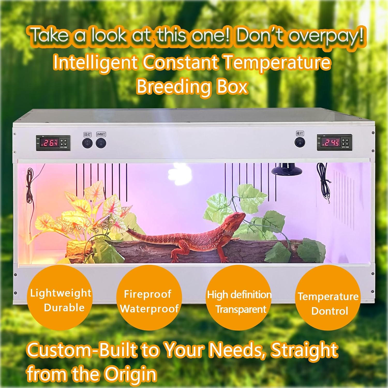 80 * 40CM Reptile Enclosure, Colorful Aluminum Frames Reptile Tank Assemble Within 6 Steps, Rust Proof Mesh Top for Air Circulation & Light Penetration, Dual Grommets for Multiple Wire Use - Image 4