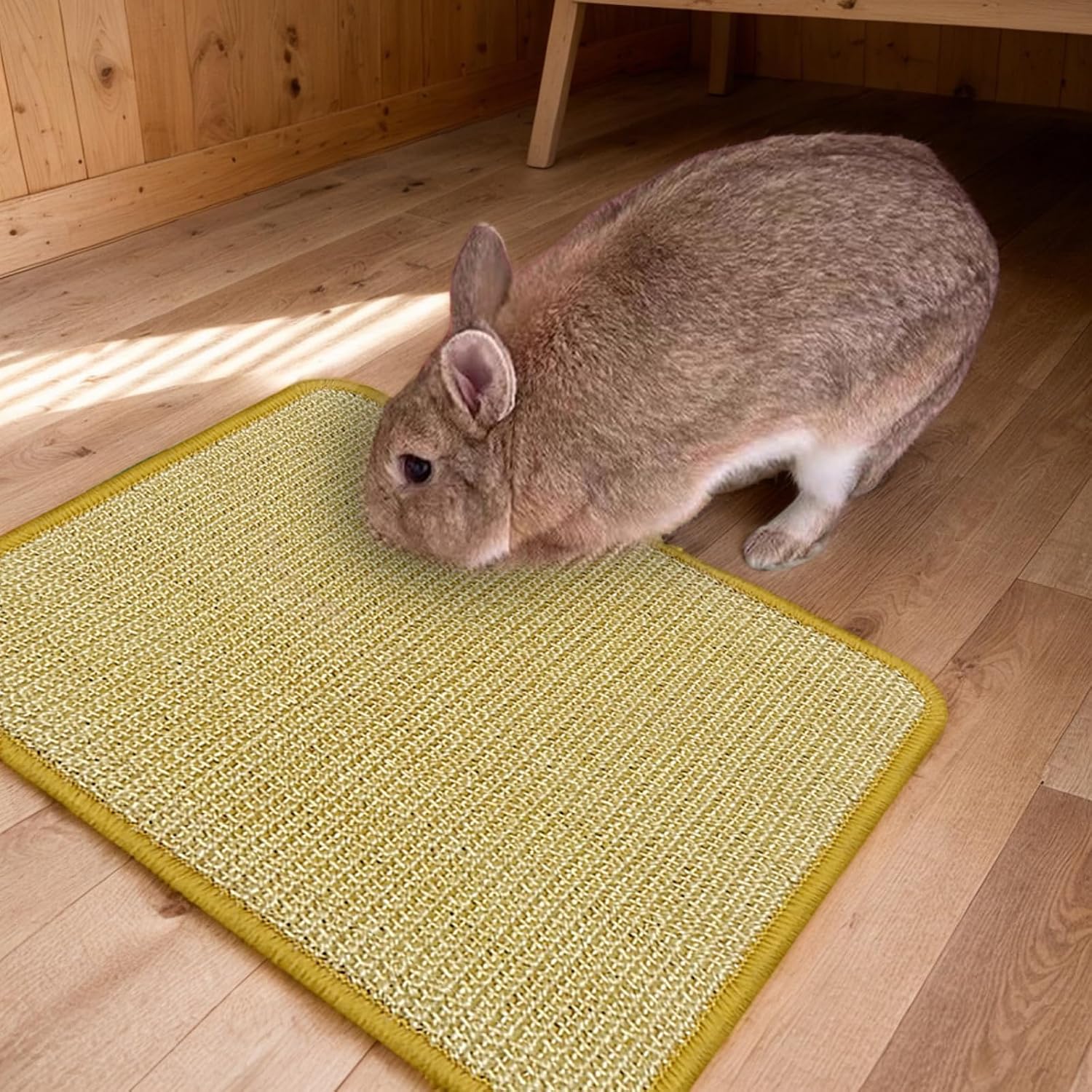 DYAUS Bunny Scratch Pad, Natural Sisal Rabbit Scratching Mat for Claws and Teeth Care, Indoor Bunny Chew Toys Bunny Bed for Biting Sleeping Nesting (1PC, 16x12in) - Image 6