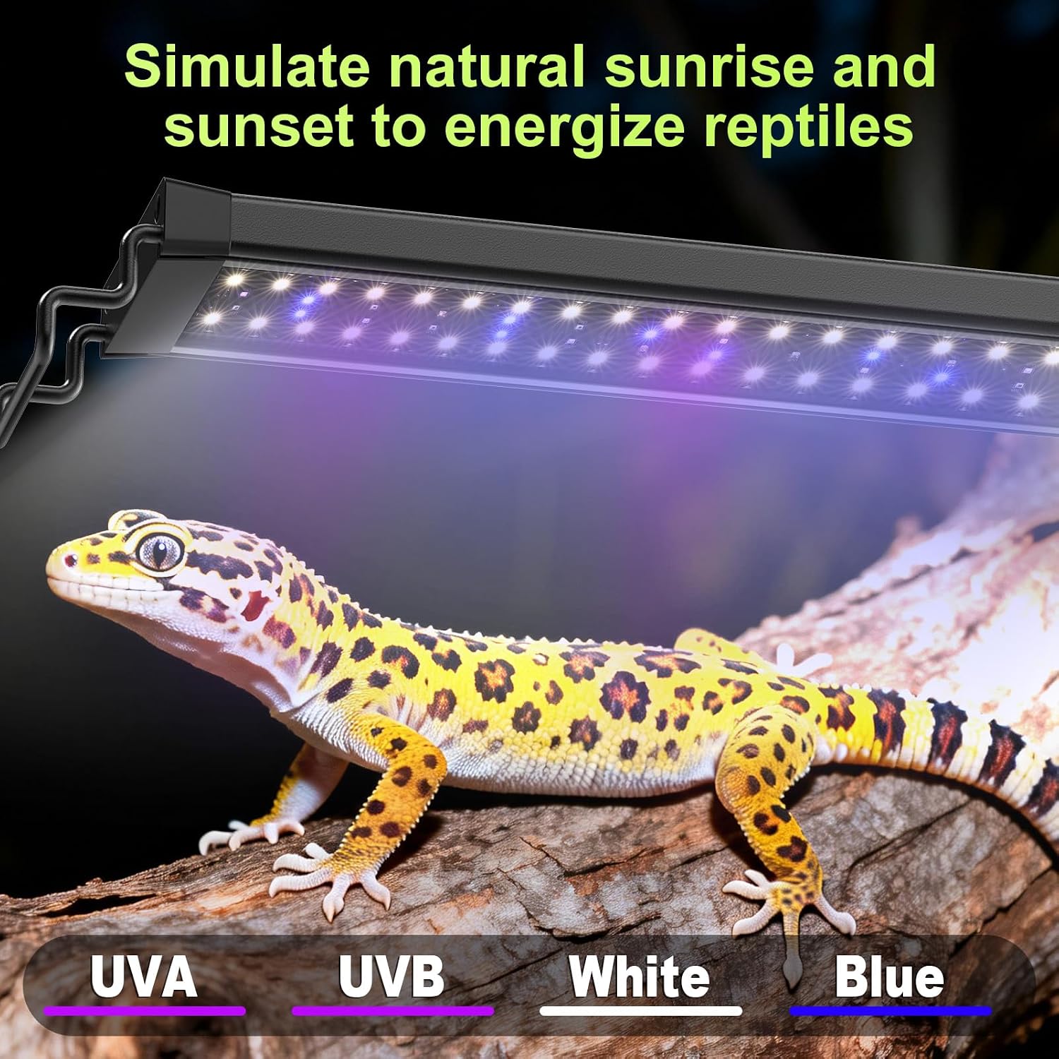 16W LED UVB Light for Reptiles Terrarium Light Extendable Reptile Tank Light with Controller &Dimming and 5 UVI Modes Full Spectrum Brilliant White Blue Red Lights for Bearded Dragon, Gecko - Image 6