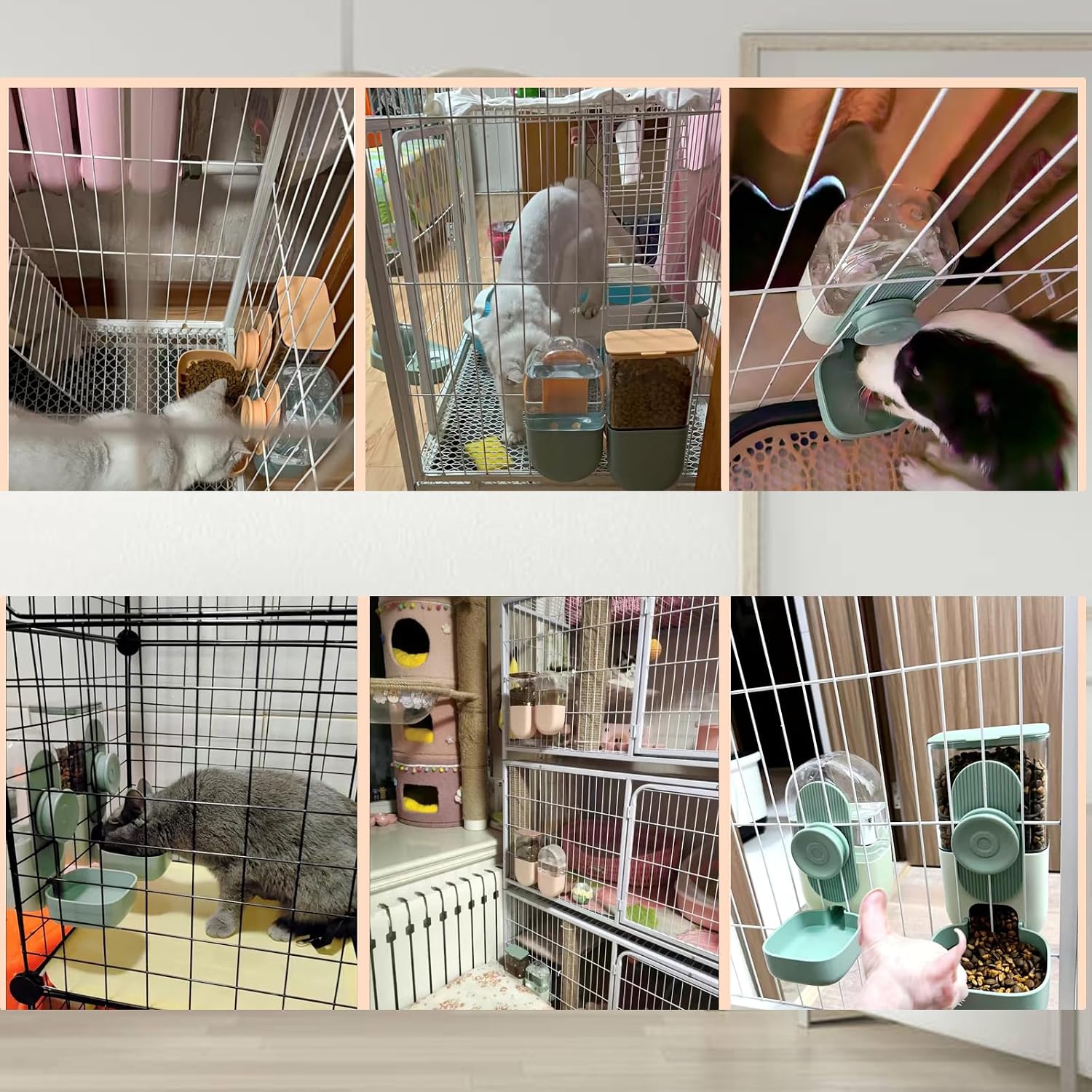 Lemtrflo Hanging Automatic Food and Water Dispenser, Gravity Rabbit Feeder Set, Cage Cat and Bunny Food Bowl (Cage Grid Spacing Over 1.2'') - Image 8