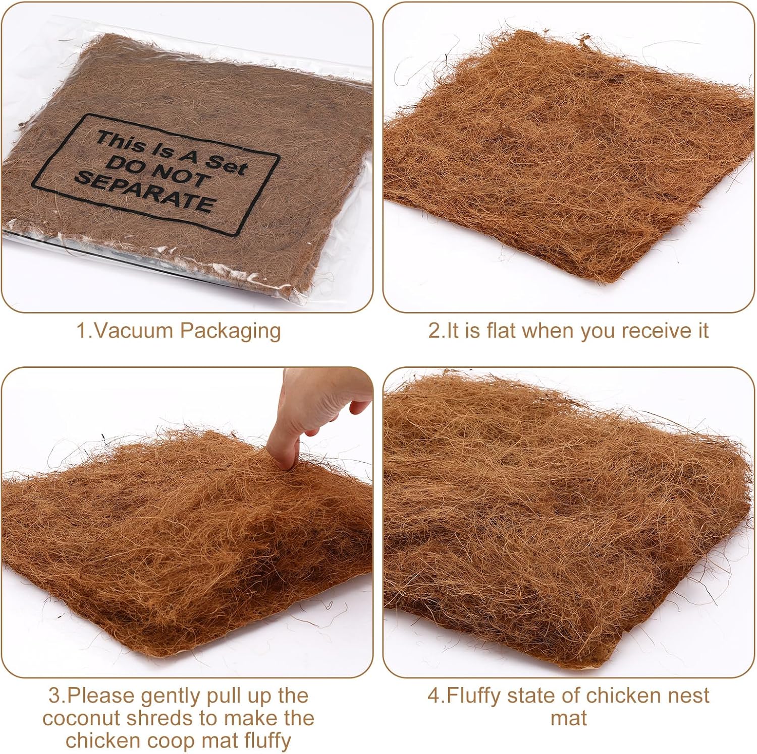 Yerliker 3 Pack Chicken Nest Box Pads Laying Hen Nesting Box Liners Nesting Pads Natural Coconut Fiber for Chicken Coop Bedding Fit Most Nest Boxes - Image 4