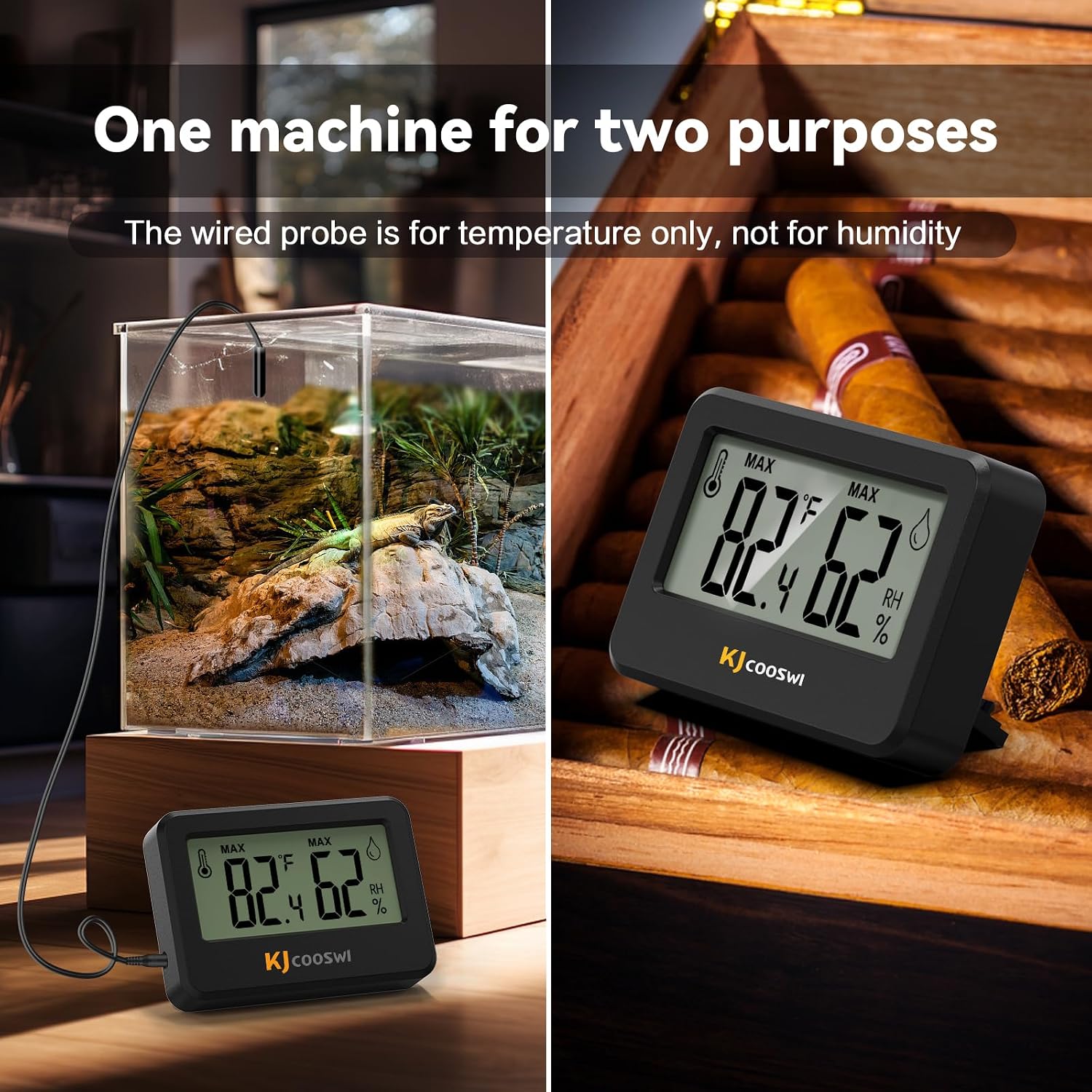 4PCS Mini Digital Hygrometer and Thermometer Reptile Thermometer with Extend Probe (Only Temperature) Indoor Temp and Humidity Meter with Magnet - Image 5
