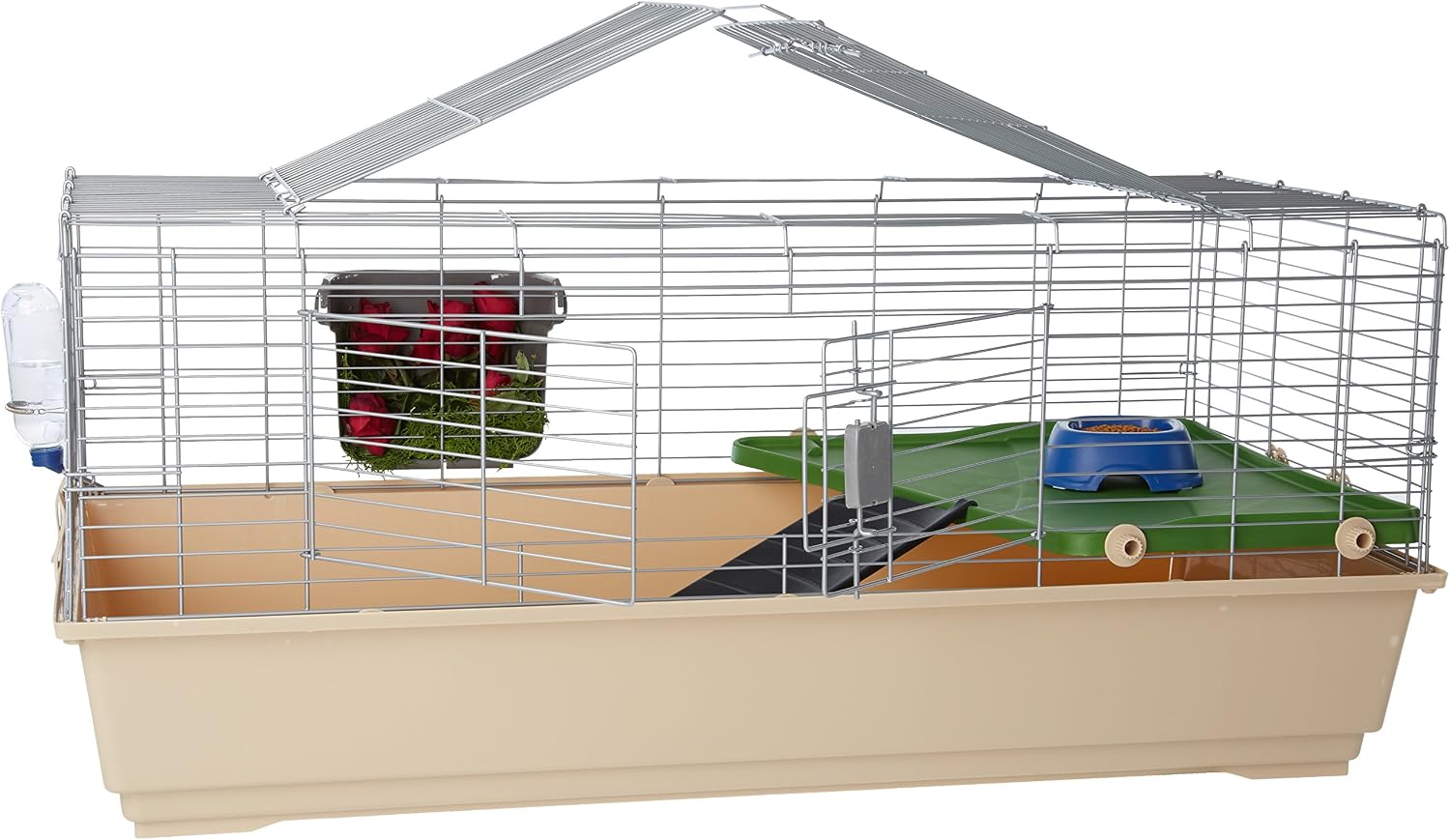 Amazon Basics Top Access Small Animal Habitat for Rabbit, Guinea Pig, Ferret & Chinchilla with Accessories, Jumbo, 48.6"L x 26.6"W x 20.6"H, Multicolor