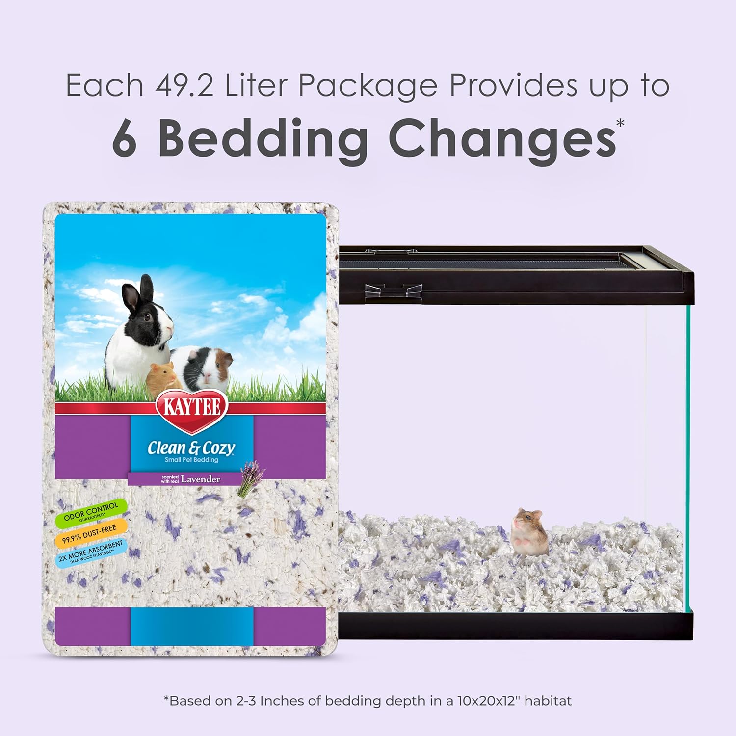 Kaytee Clean & Cozy Lavender Paper Bedding For Pet Guinea Pigs, Rabbits, Hamsters, Gerbils, and Chinchillas, 49.2 Liters - Image 2