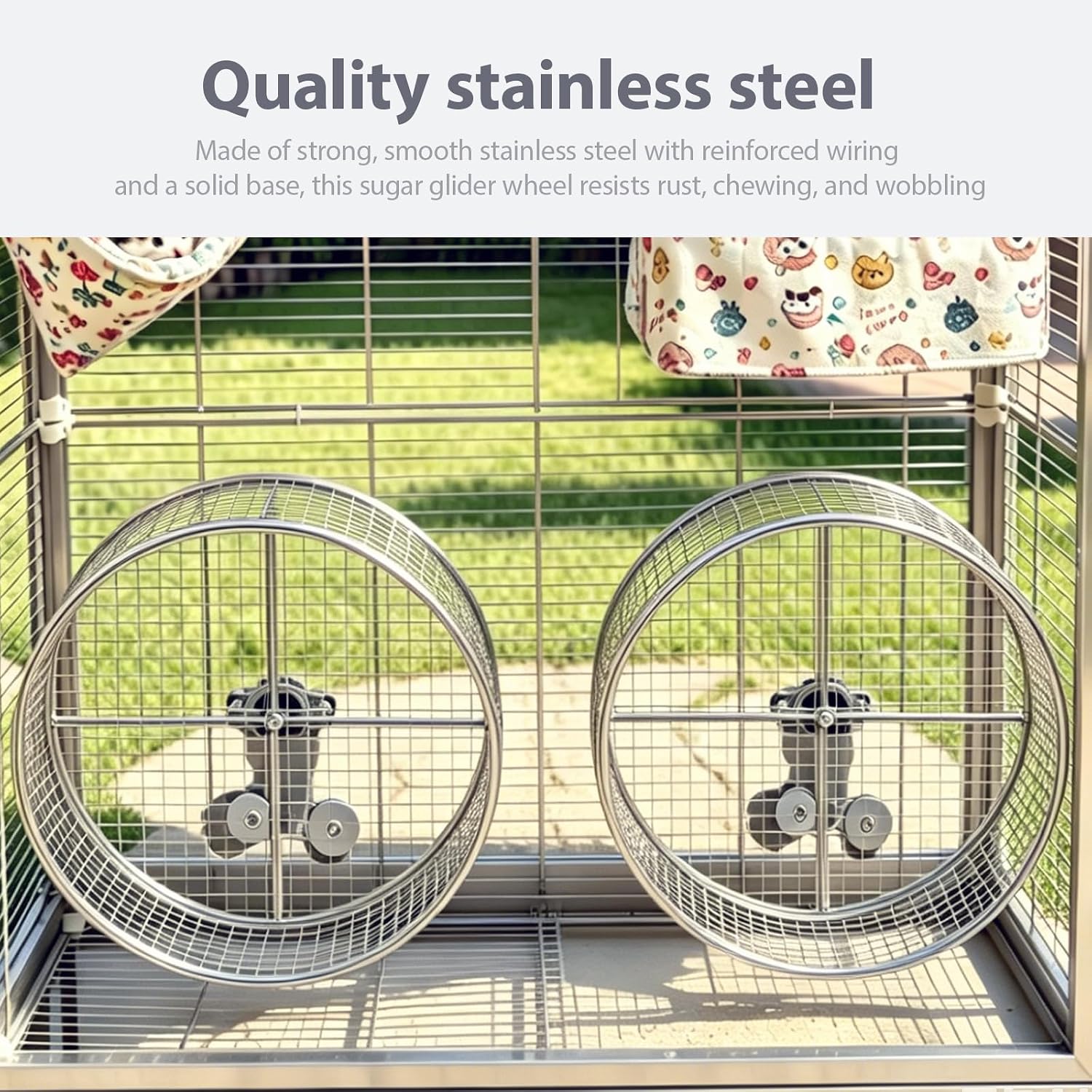 11.8" Silent Chinchillas Exercise Wheel - Stainless Steel Large Hamster Rodent Wheel for Syrian Hamsters, Sugar Gliders, Hedgehogs, Squirrels and Small Pets (11.8inch) - Image 2