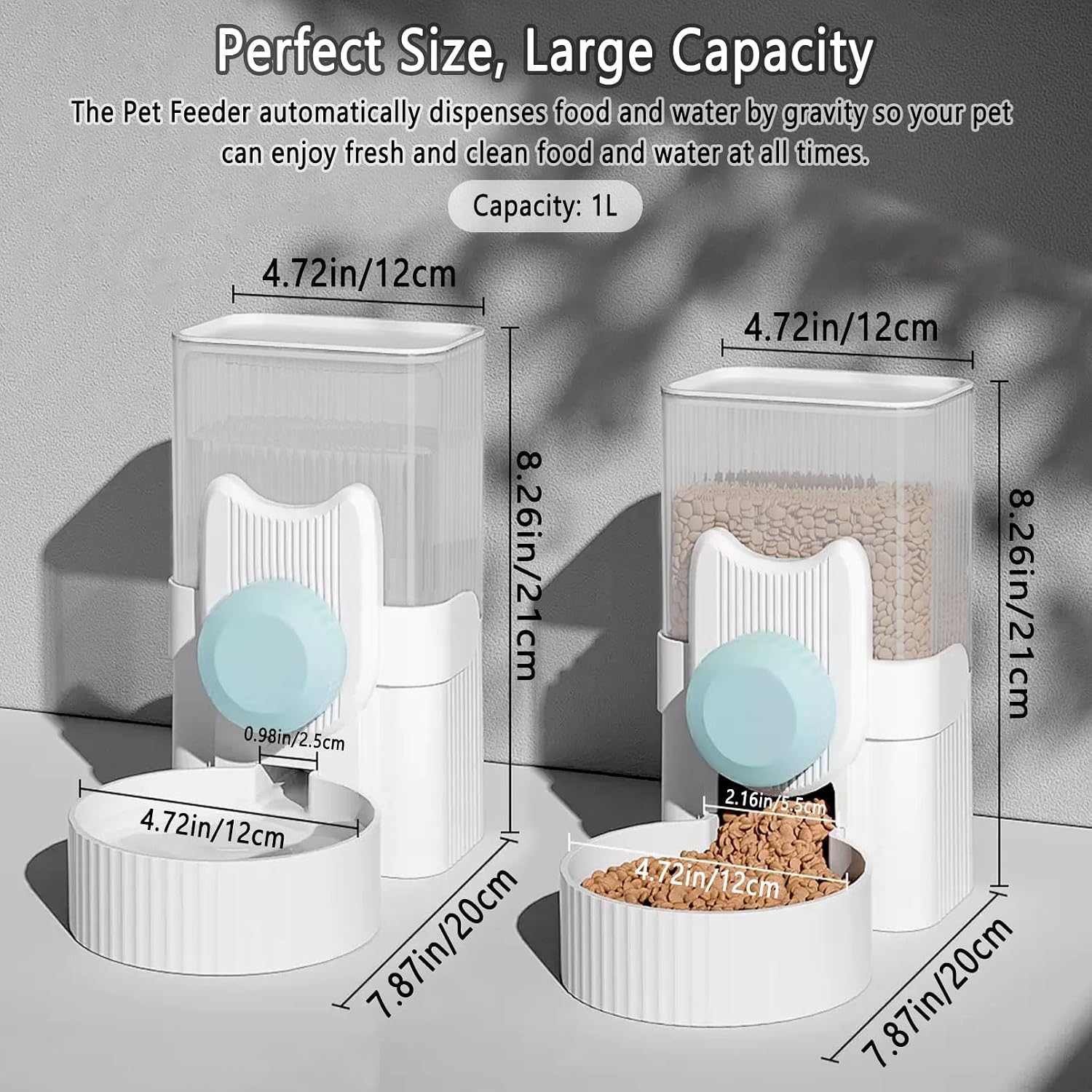kathson Hanging Automatic Pet Food and Water Dispenser,Gravity Auto Rabbit Feeder for Cage,Guinea Pig Feeder and Waterer Set,Cat Food Bowl Dog Feeding Station for Bunny,Ferret,Chinchilla (Blue) - Image 2