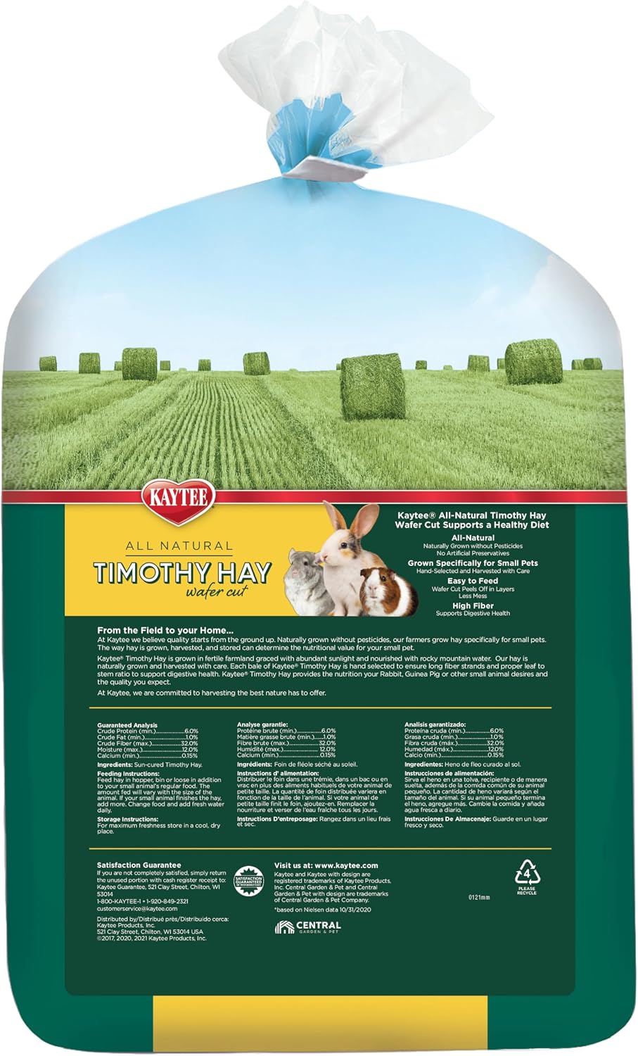 Kaytee Wafer Cut All Natural Timothy Hay for Pet Guinea Pigs, Rabbits & Other Small Animals, 60 Ounce - Image 12