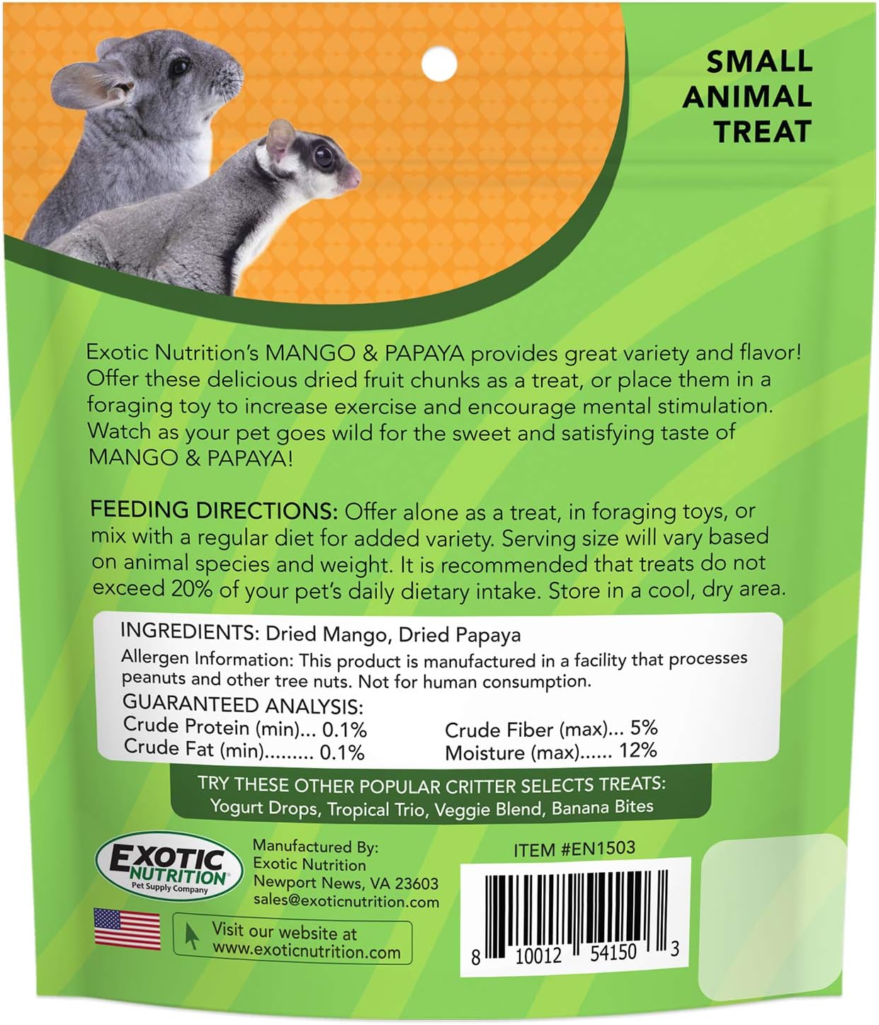 Mango & Papaya Treat (4.5 oz.) - Healthy Treat for Small Animals - Sugar Gliders, Rats, Chinchillas, Ferrets, Parrots, Hamsters, Squirrels, Hedgehogs, Guinea Pigs, Rabbits & Other Small Animals - Image 5