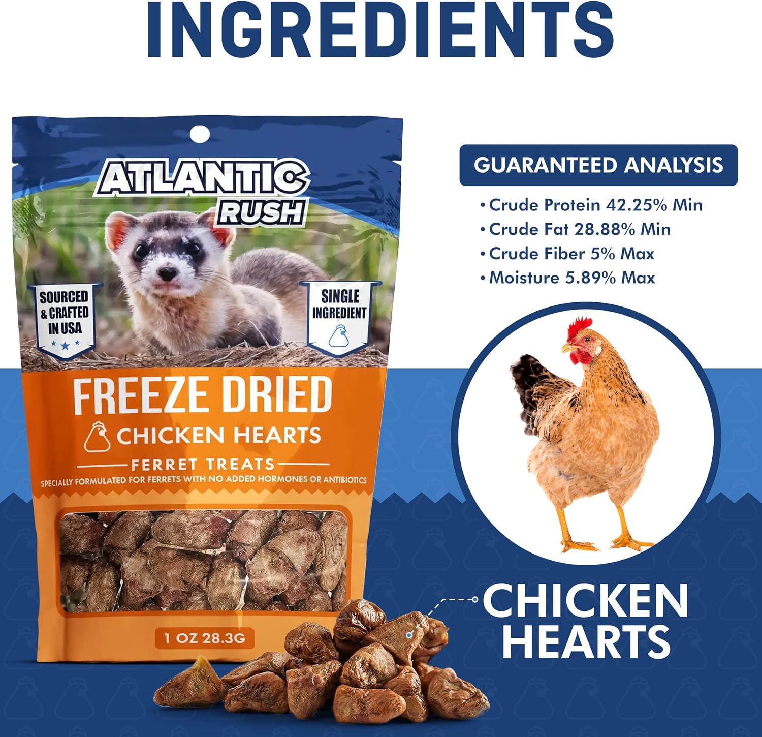 Freeze Dried Small Pet Treats - Resealable Bag of Treats for Ferrets - Ferret Snacks - Single Ingredient Ferret Food With No Preservatives Or Fillers- Small Animals Treats (1oz, chicken Heart) - Image 4