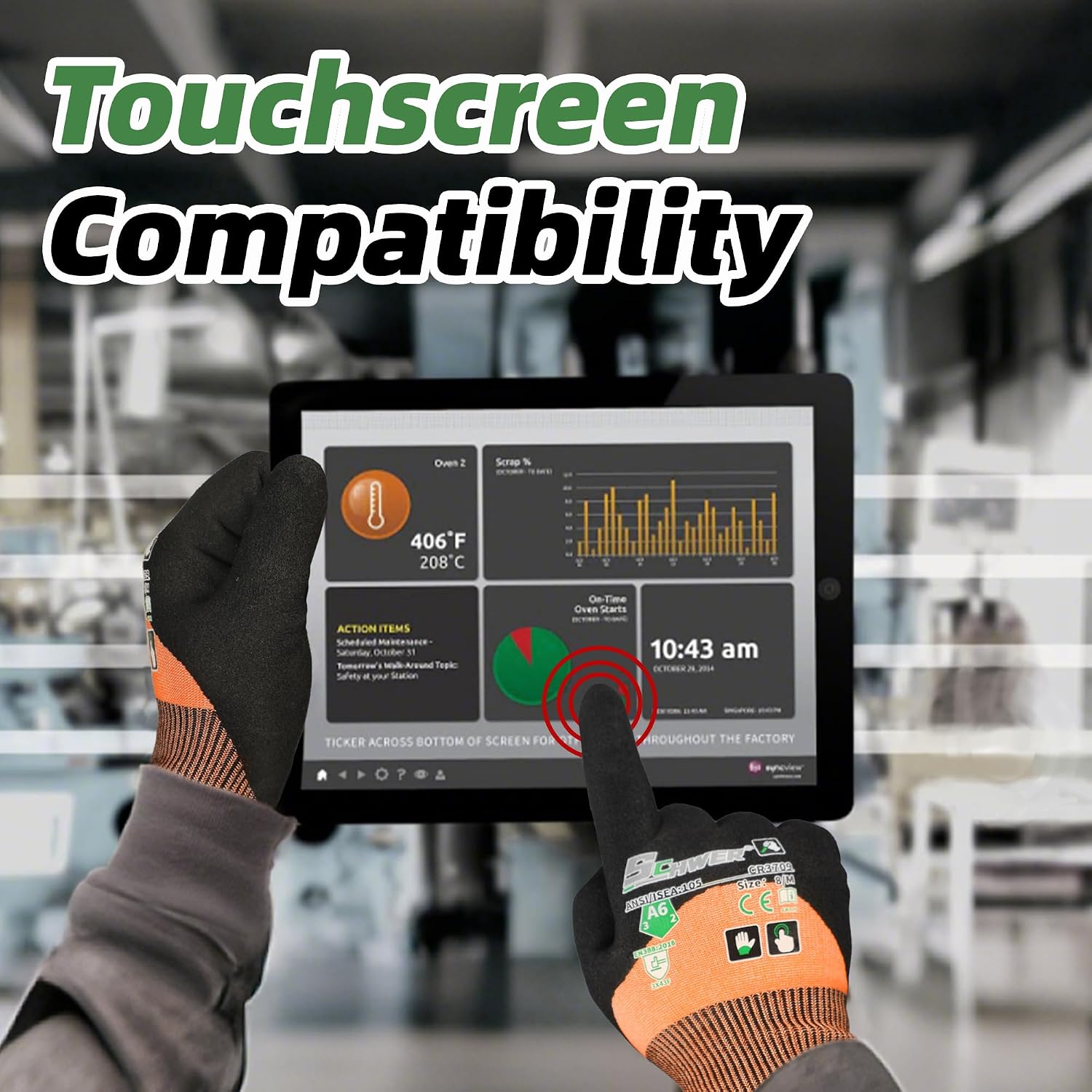 Schwer ANSI A6 Cut Resistant Gloves, CR3709 Cut Proof Work Gloves, Touch-screen Cutting Gloves, 3/4 Dipped Coating for Woodworking, Glass Metal Cutting, Construction, Fishing, L,1 pair - Image 6