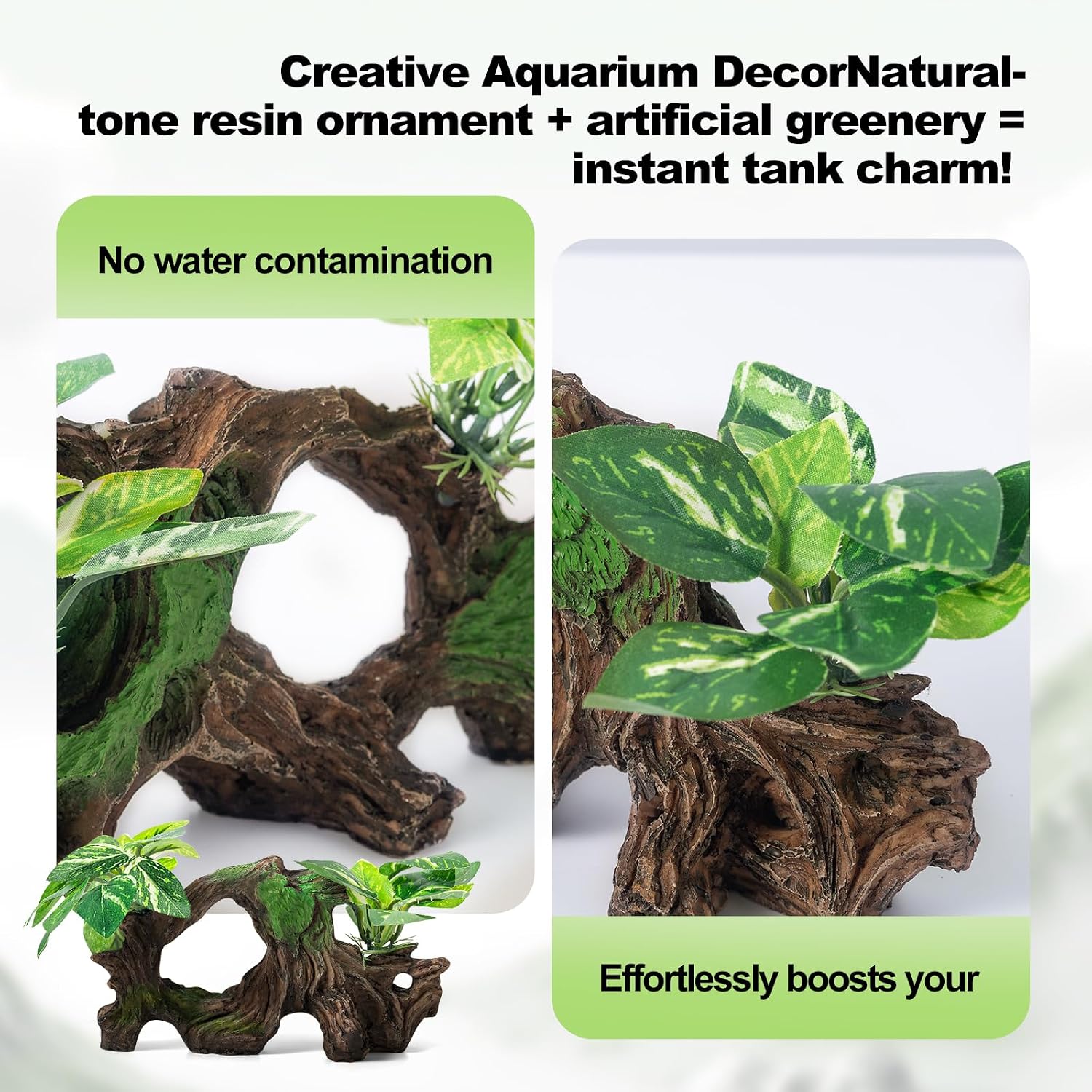 8 Pcs Driftwood Cave Aquarium Decor Decor Silk Aquarium Plants Leaves are Soft and Safe for Aquarium Decoration and Fish Tank Decoration - Image 4