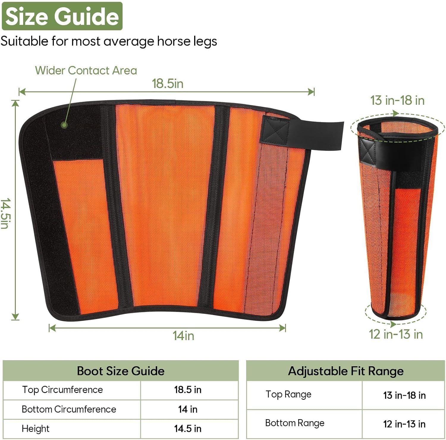 Fly Boots for Horses Set of 4, Horse Fly Boots with Reinforced Stitching, Extra-Wide Adjustable Hook & Loop Strap for Secure Fit, Breathable Mesh Fly Leg Wraps for Horse (4Pack, Orange) - Image 3