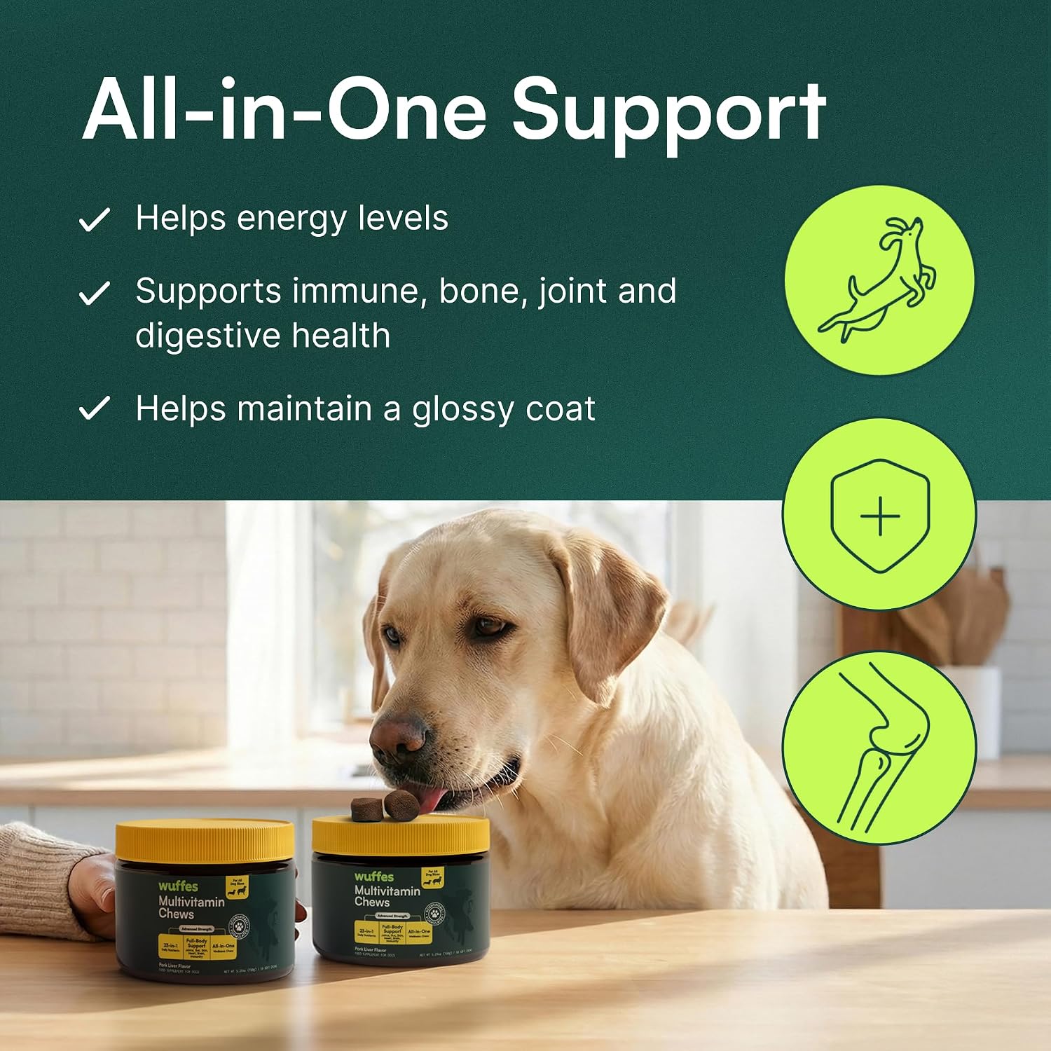 Wuffes 23-in-1 Dog Multivitamin Soft Chews Skin & Coat, Immune + Gut Health Support - Vitamins & Minerals with Omega-3, Iron & Zinc for Puppies & Senior Dogs, 30 Ct - Image 6