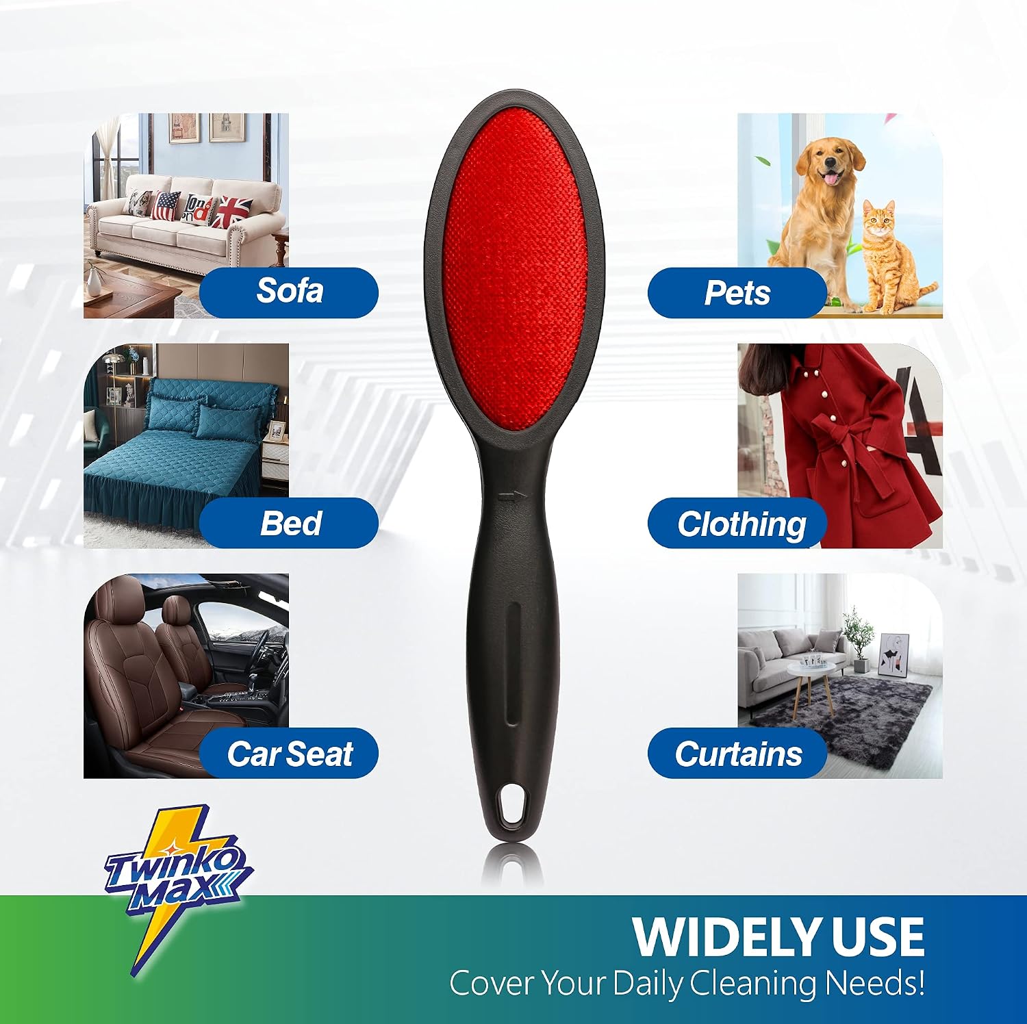 Twinko Max Lint Brush for Pet Hair, Reusable Lint Remover for Clothes | Double-Sided Head, Classic Velvet fabric, Ideal for Pet Hair Removal, Couch & bedding Cleaner, Dog & Cat Fur Removal - Image 3