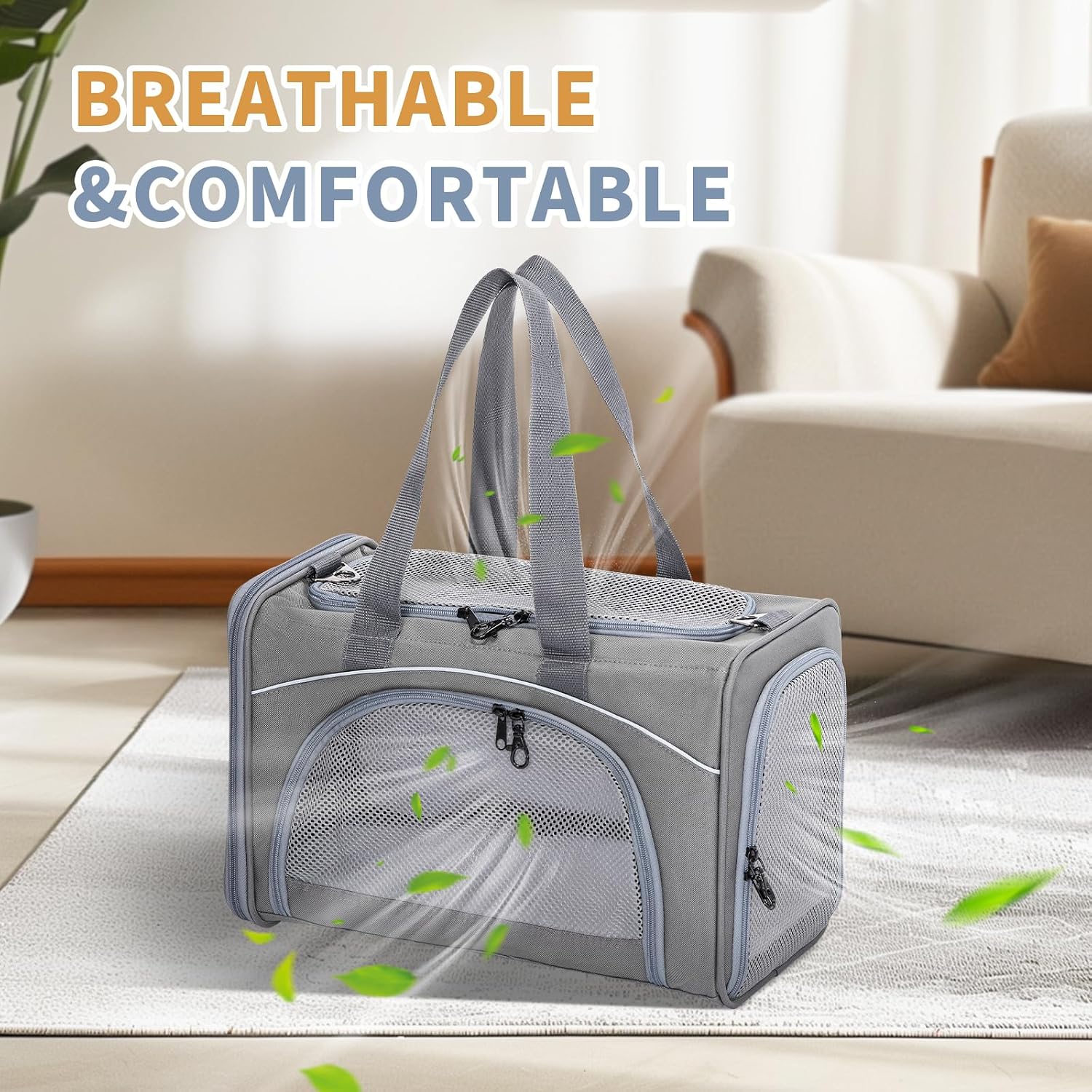 Petsfit Airline Approved Pet Carrier for Small Cats, 16.5x8.6x11 TSA Approved Carrier, with Removable Dual-Sided Padding (2-Way Placement) - Fits Under Most Airplane Seats, Escape Proof (Grey) - Image 8