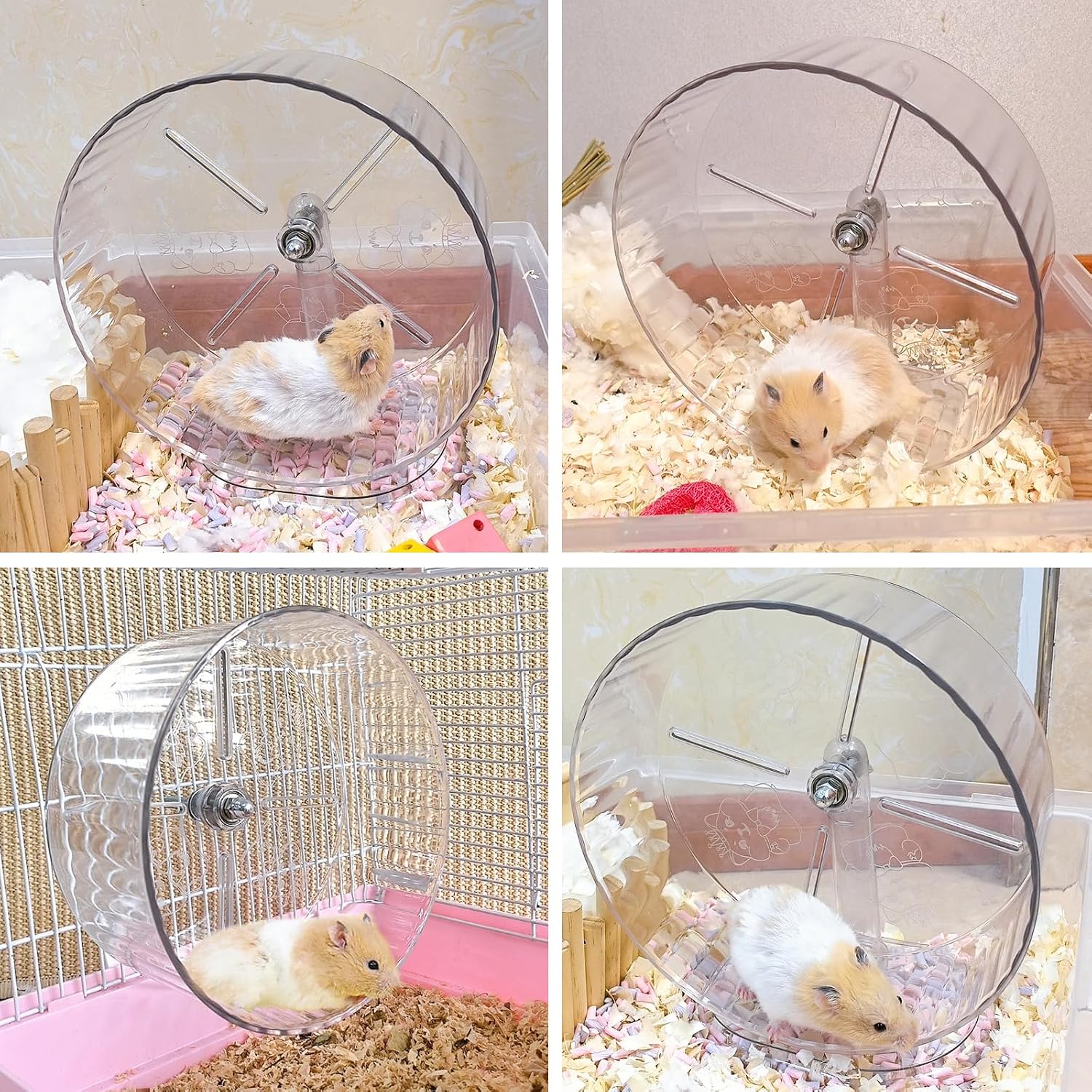 Silent Hamster Exercise Wheel,8.3 Inch Quiet Spinner Hamster Running Wheel,Silent Wheels with Anti-Skid & Adjustable Stand for Gerbils, Mice, or Other Small Pets,Transparent - Image 7