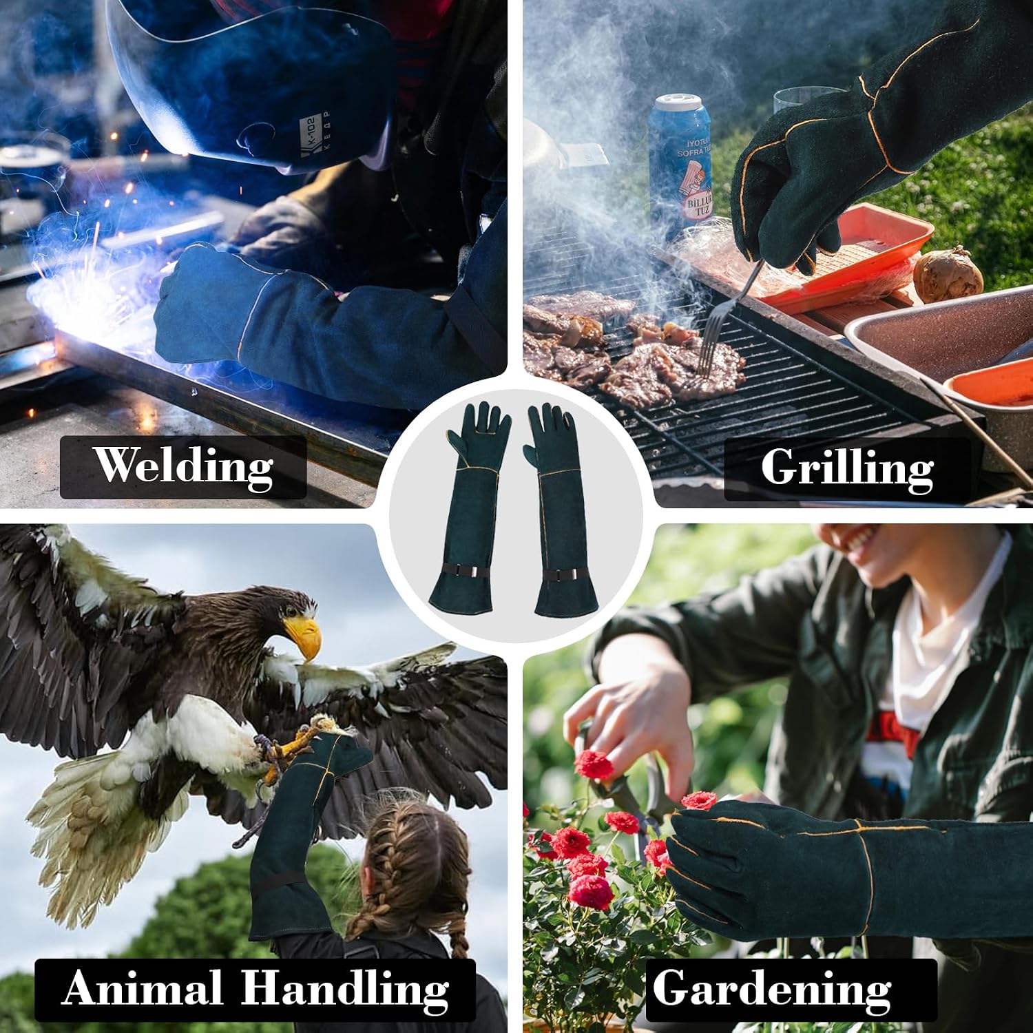 Animal Handling Gloves - 23.6 inch Bite Proof Gloves, Anti Scratch Cowhide Leather for Cat Grooming, Snake Animal Handling - Image 6