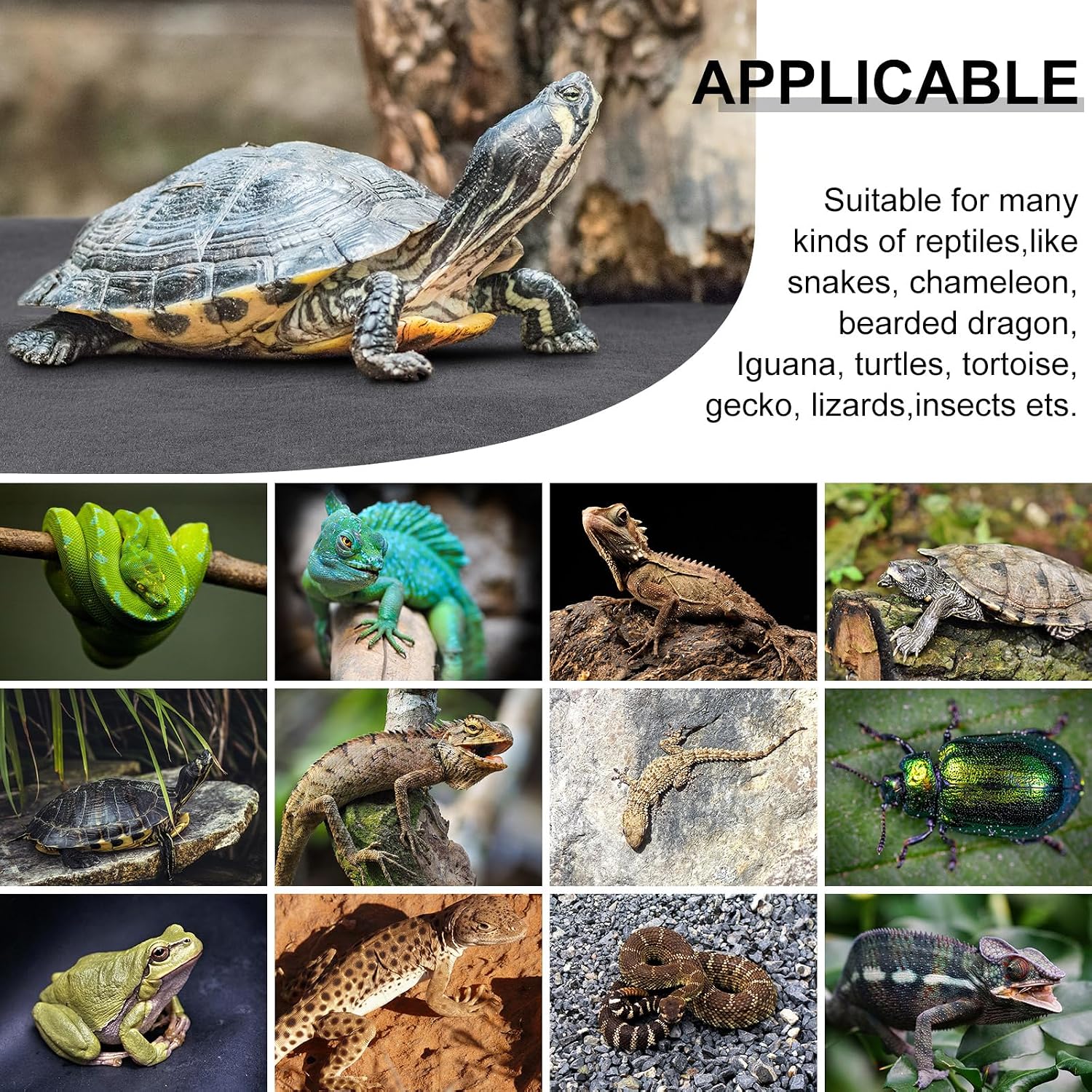 Haull 4 Pcs Reptile Carpet Pet Terrarium Floor Liners Bedding Substrate Liner Supplies Reptile Cage Mat Tank Accessories for Lizard Bearded Dragon Tortoise Snake Leopard (Black,47 x 24 Inch) - Image 4