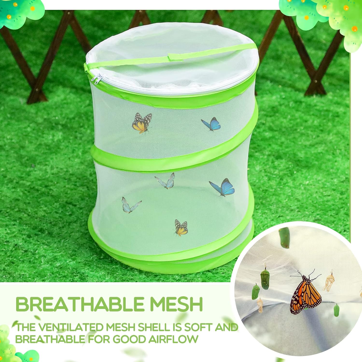 Sherr 4 Pack Butterfly Habitat Cage Clear Mesh Mini Butterfly Net Habitat Container, Terrarium Pop up(12 x 14 Inch) - Image 3