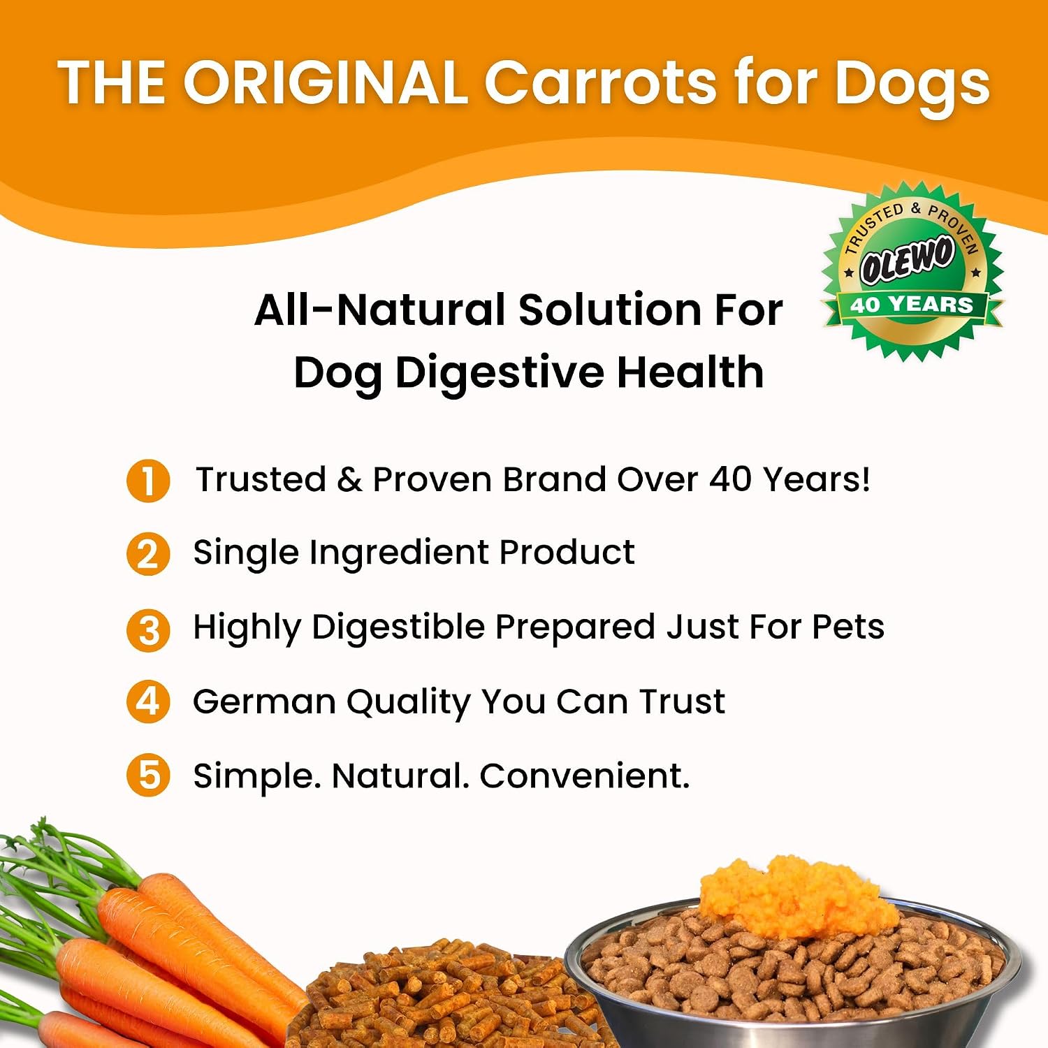 Olewo Original Carrots for Dogs – Fiber for Perfect Poop, Dehydrated Dog Food Toppers for Picky Eaters, Natural Skin & Coat Support, Multivitamin, Probiotics for Digestive & Gut Health, 1 lb - Image 2