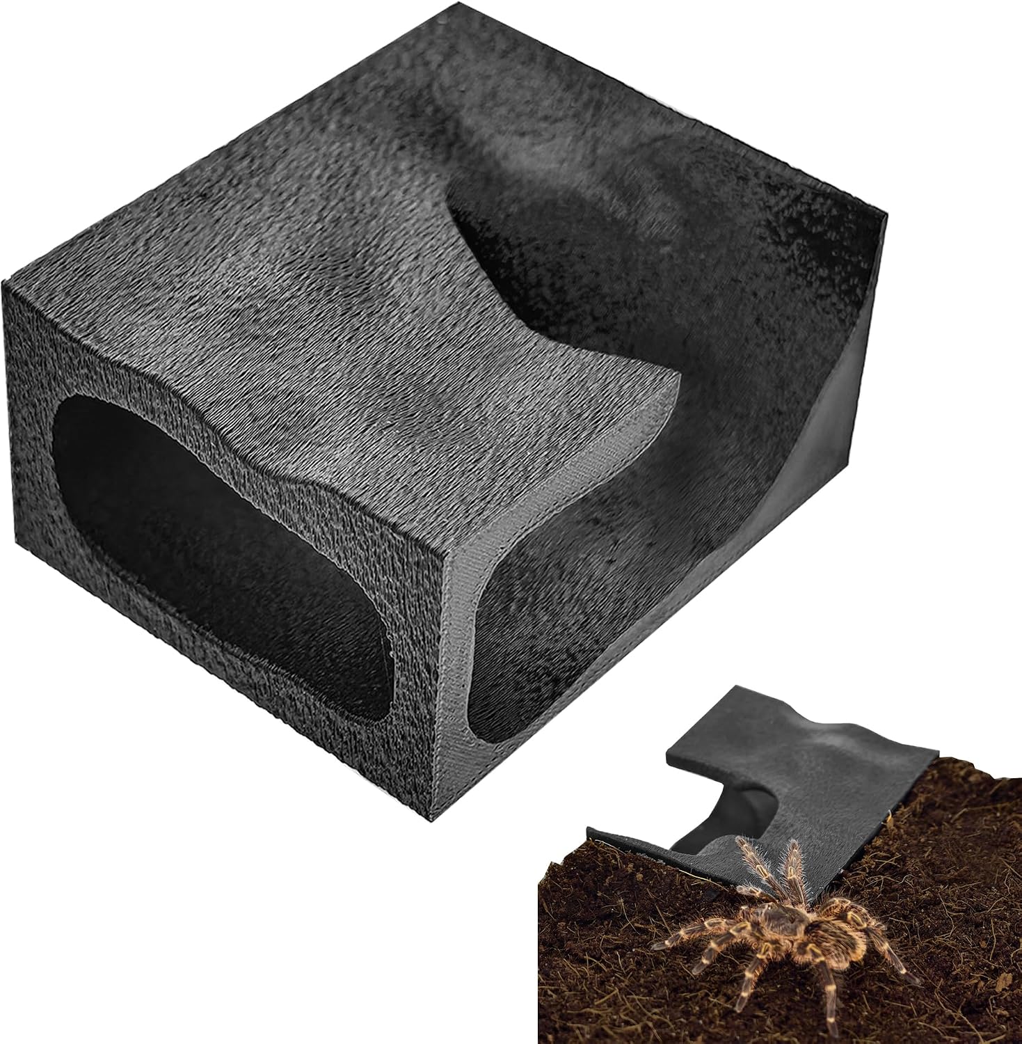 Jumping Spider & Tarantula Sling Hideout Corner Cave, Small Size 2.6" x 2.1" x 1.3", 3D Printed Textured Climbing Habitat with Viewing Window, Small Spider Terrarium Decor