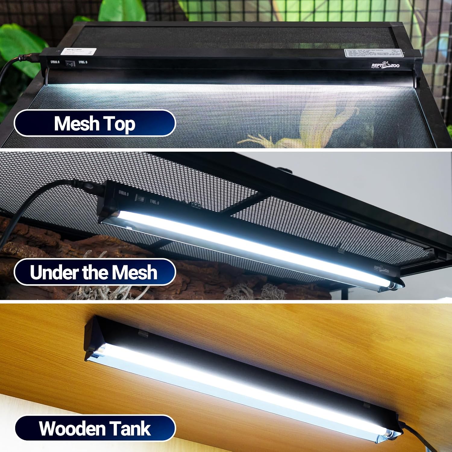 REPTI ZOO Switchable UVB Light for Reptiles, 24W T5 UVB Light Combo Kit for Tropical & Desert Reptile, 22.6" Terrarium Hood Lamp Fixture with UVB 10.0 Bulb for Bearded Dragon Snake Gecko Lizard Turtle - Image 5