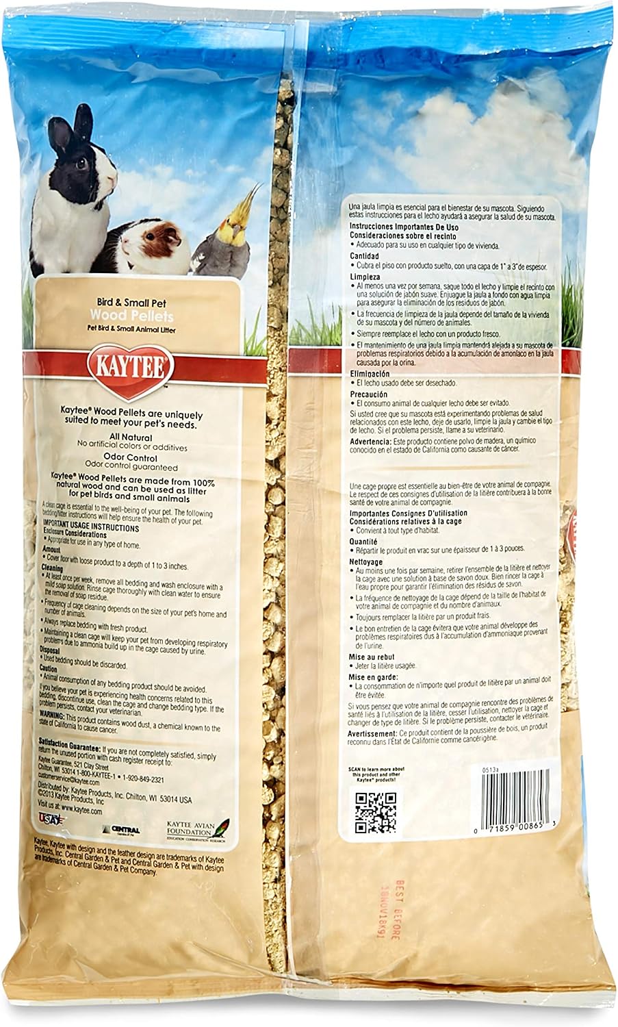 Kaytee Wood Pellets Pet Bird & Small Animal Litter for Ferrets, Guinea Pigs, Rats, Chinchillas, Hamsters, Gerbils, Rabbits, Mice, Hedgehogs and Dwarf Hamsters, 4.9 Liter, 8 Pound Bag - Image 2