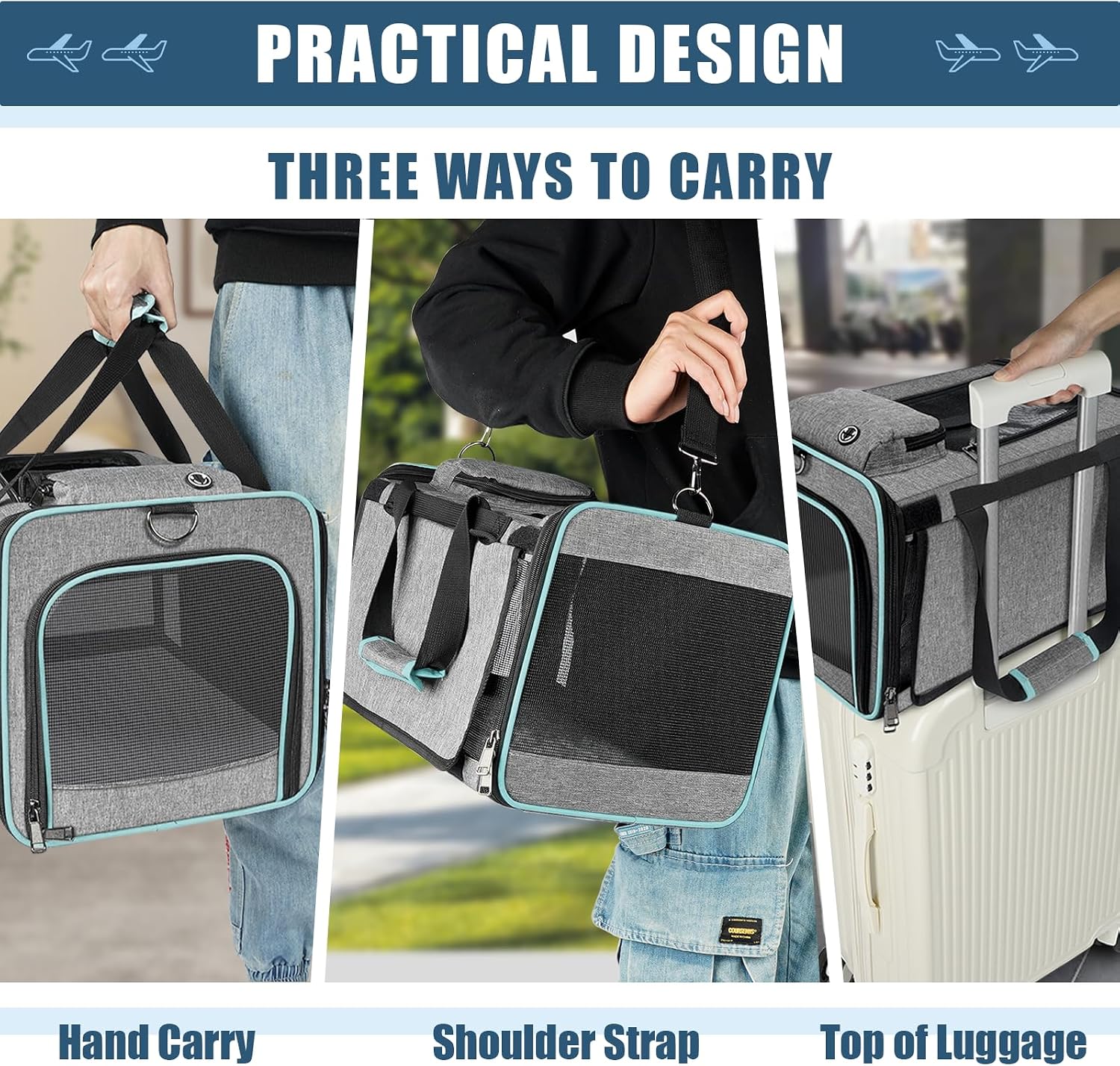 GAPZER Cat Carrier Alaska, Southwest Airline Approved TSA 17x11x9.5 Inches | Soft-Sided Small Pet Air Travel Carry Bag, Airplane Kitten 12lbs Crate in Cabin Under-Seat Traveling Cage Tiny Dog Under 8 lb - Image 7