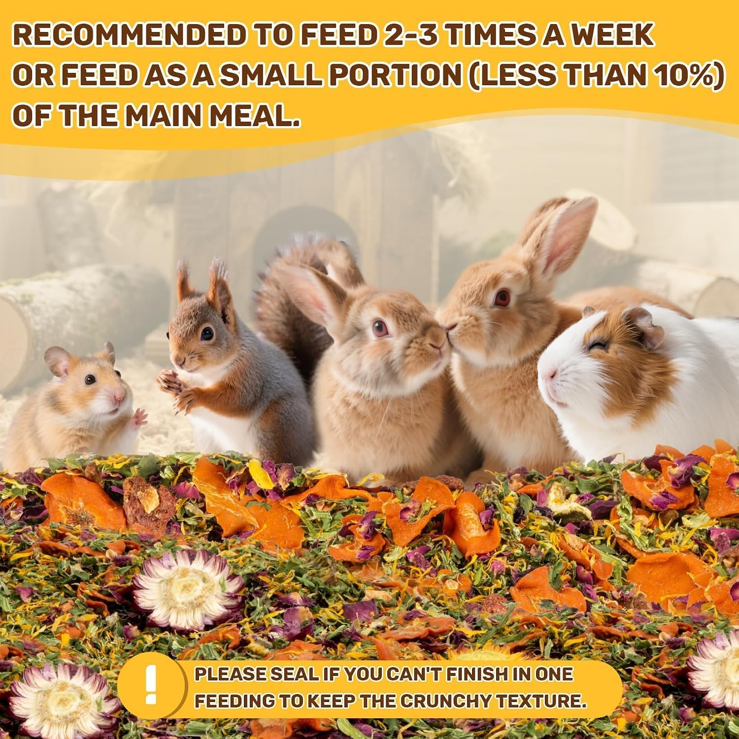 Sukh 5.64oz Natural Botanical Rabbit Treats for Guinea Pig & Hamster | 160g Healthy Natural Mixed Freeze Dried Vegetable,Flower & Fruit Hamster Treat for Bunny,Guinea Pig,Hamster,Chinchilla,Gerbil - Image 6