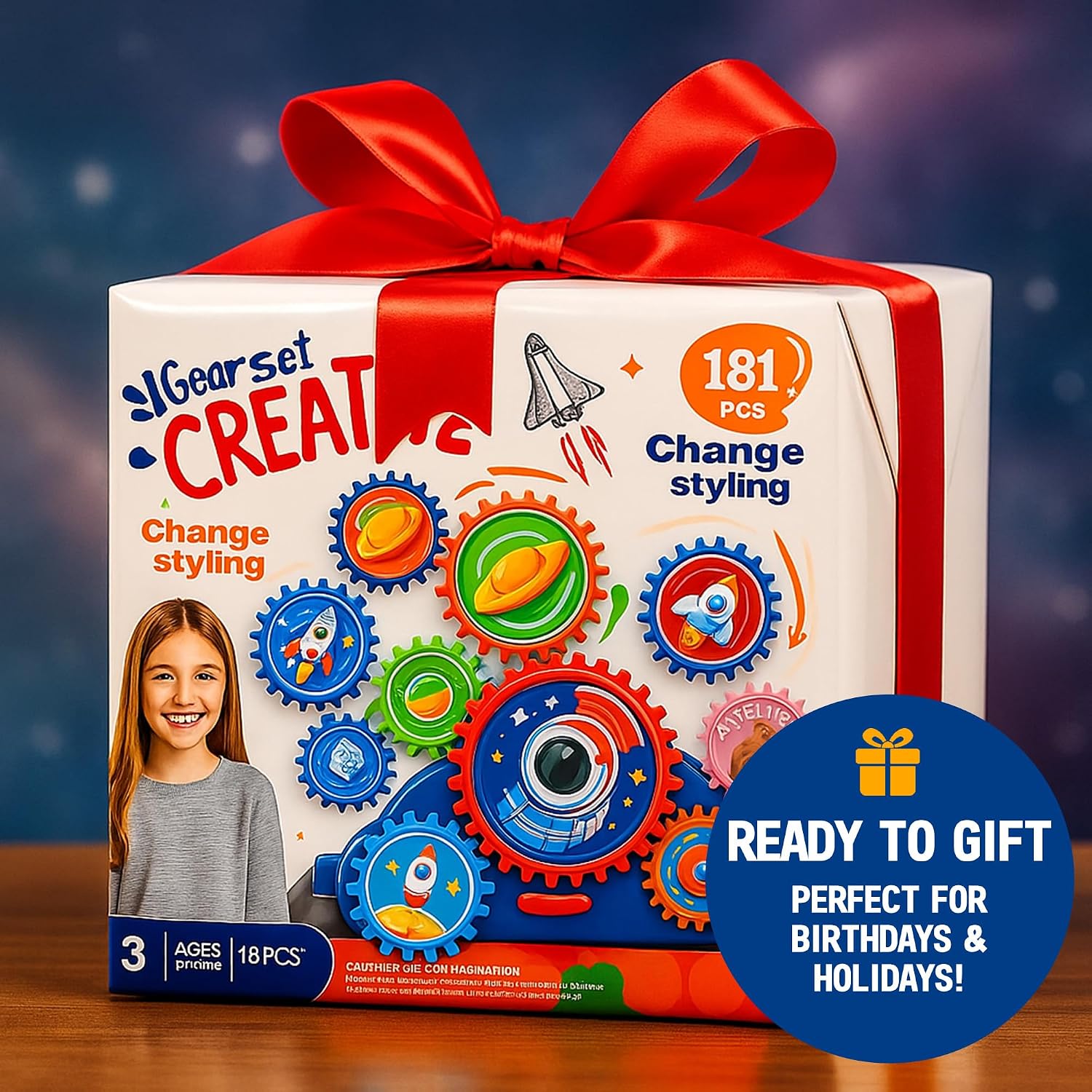 Motorized Spinning Gear Building Toys for Kids, Space Rocket STEM Construction Set, Educational Interlocking Building Blocks Puzzle | Gear Toys for Toddlers Ages 3-8 | Interlocking Building Blocks, Gear Construction Play, Fine Motor Skills, Educational Puzzle Toy for Kids Ages 3-8 - Image 9