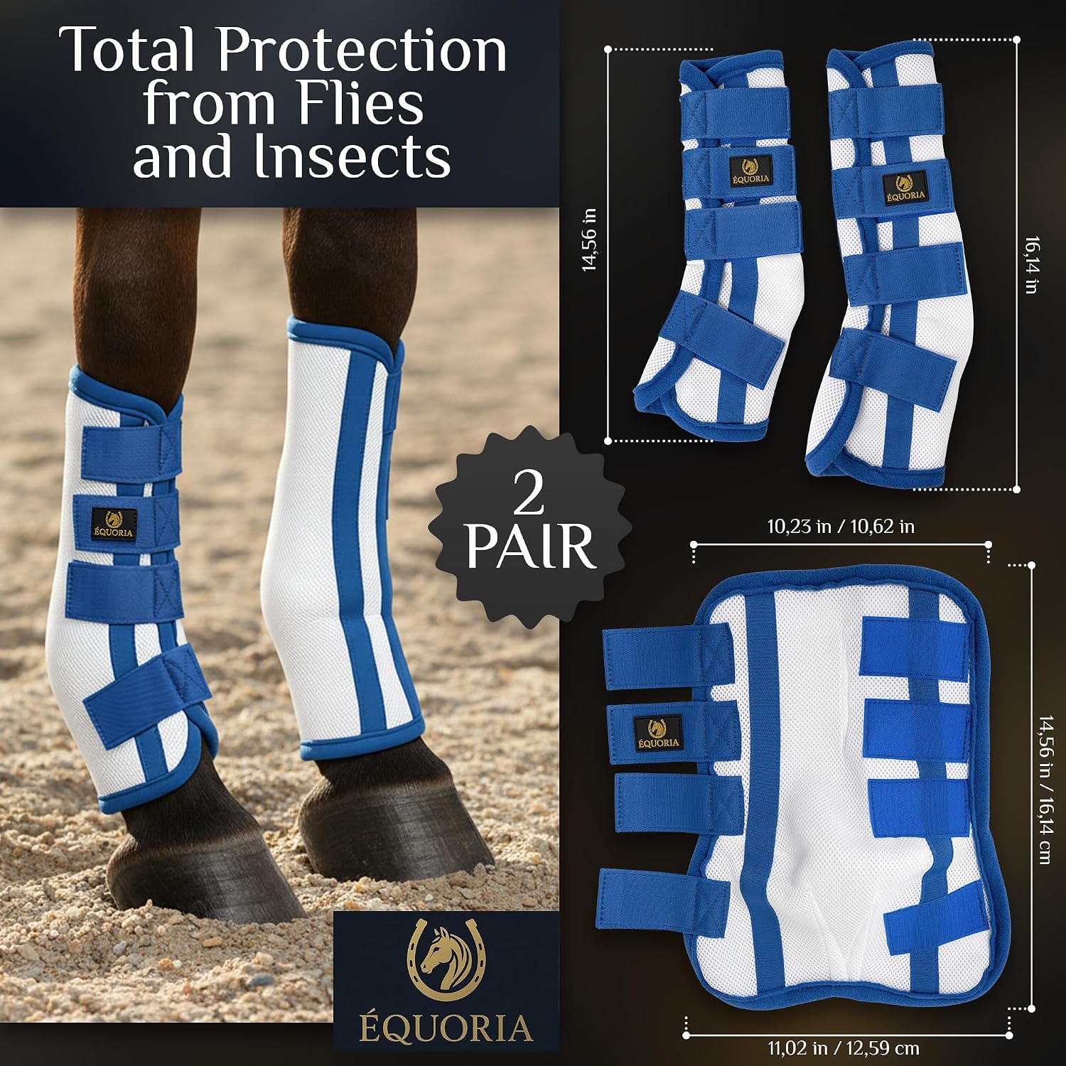 Premium Fly Boots for Horses (4 Pieces) –Durable and Comfortable Fly Leg Wraps for Big Horses – Protective Outer Mesh Design – Elegant and Breathable Set of 4 Horse Fly Boots - Image 5