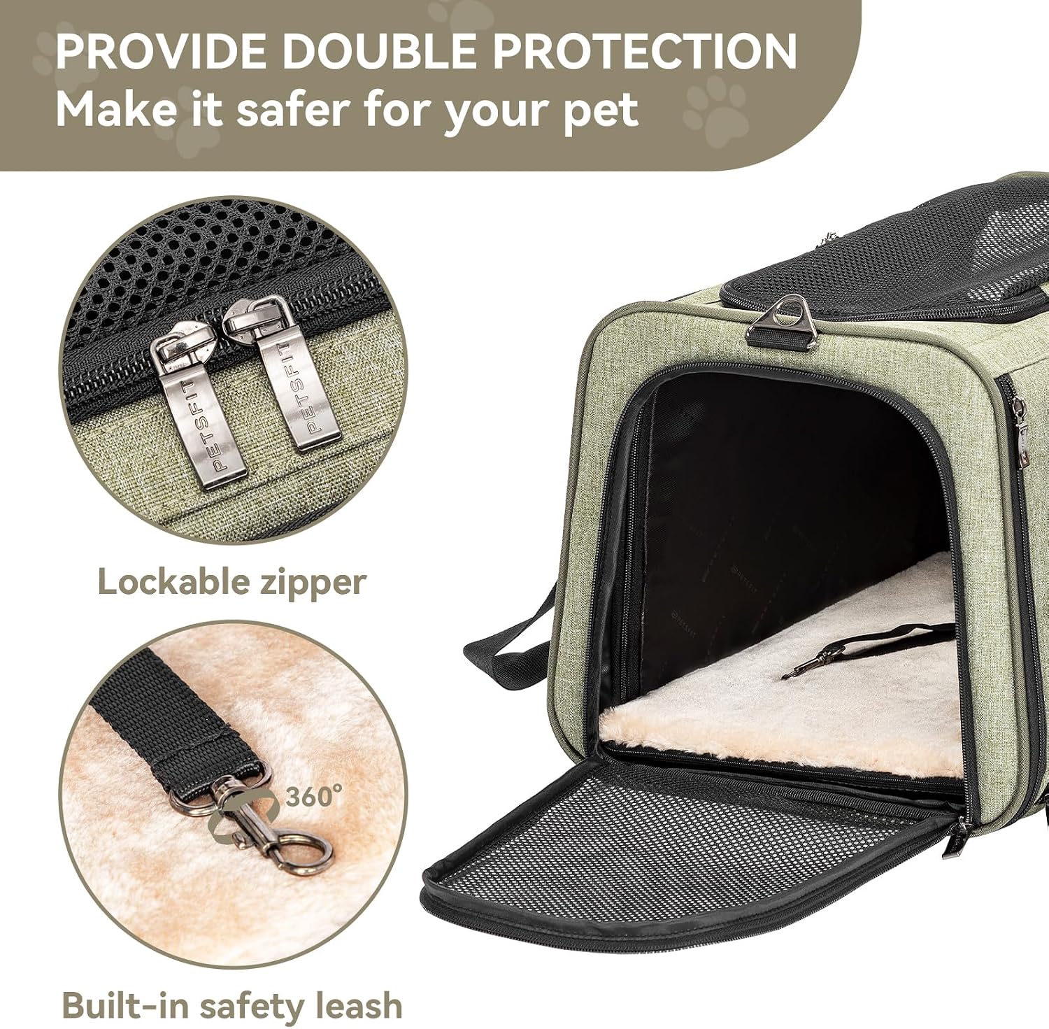 Petsfit Expandable Rabbit Carrier Small Cat Carrier Airline Approved, 16X10X9 Inches Soft-Sided Portable Small Animal Travel Bag for Kitten/Puppy/Bunny/Guinea Pig - Image 6