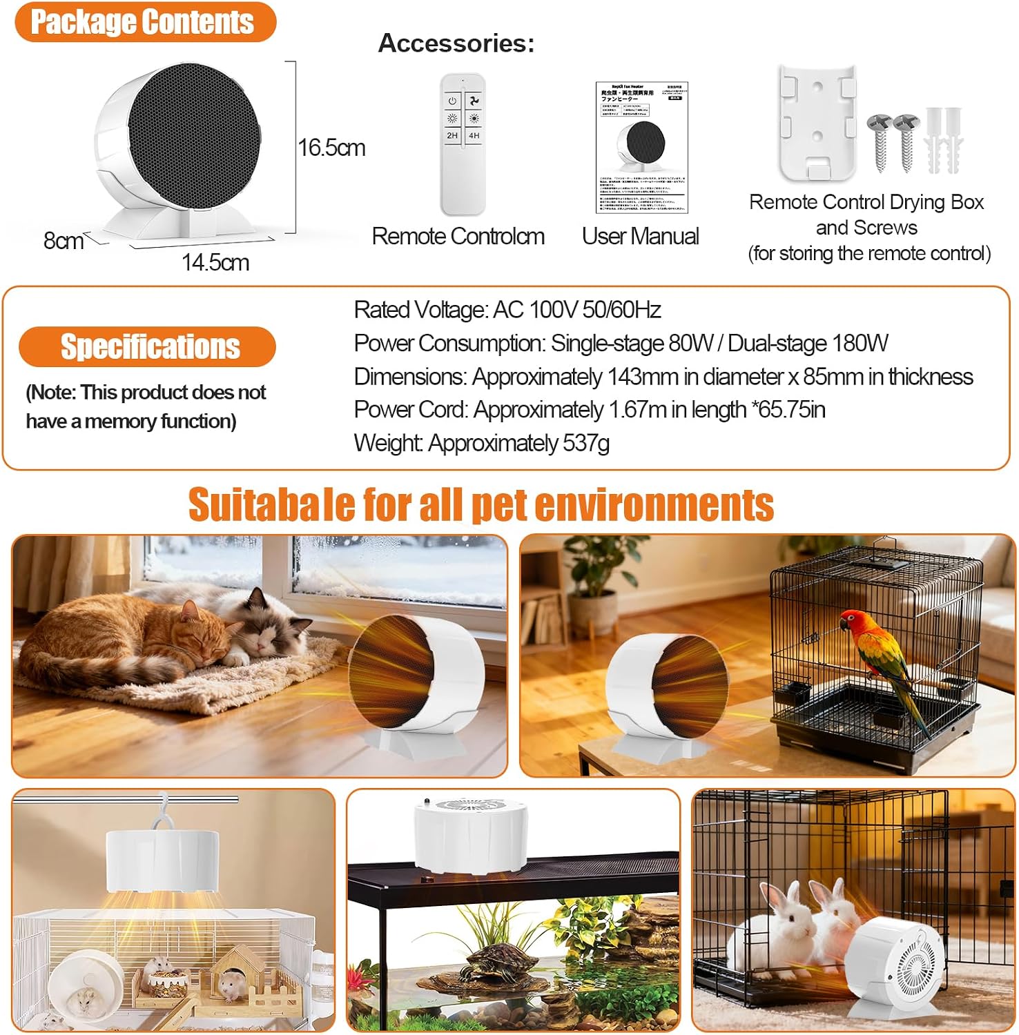 200W Reptile Heat Mats Space Heater, Adjustable Temperature Reptile Heating Heaters, Non-Light Heating Solution with Expanded Heating Range for Hermit Crabs/Leopard Geckos/Turtles/Snakes/Frog/Iguana - Image 7