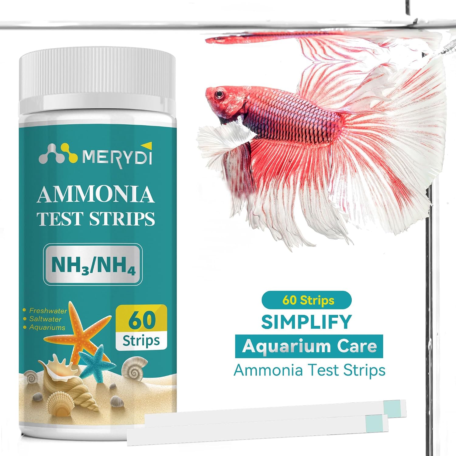 Ammonia Test Strips,60 Strips Aquarium Test Kit for Fish Tanks & Ponds | Quick & Accurate Freshwater SaltWater Aquariums Testing Strips - Image 4