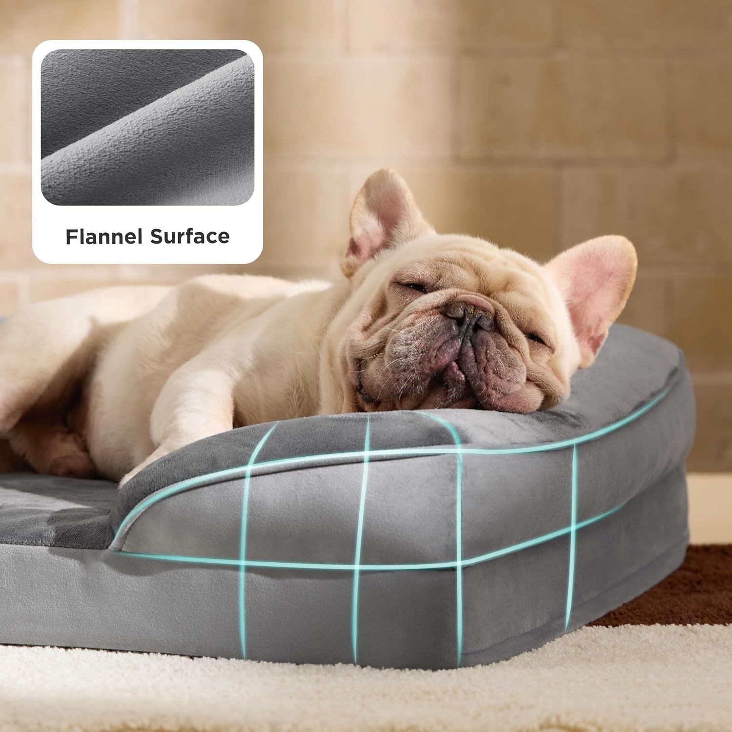 Bedsure Orthopedic Dog Bed Medium Size Dogs - Washable Small Medium Dog Cat Bed Waterproof, Comfort Cats Couch Sofa with Washable Removable Cover, Pets Bed with Nonskid Bottom, Grey, 28" - Image 6