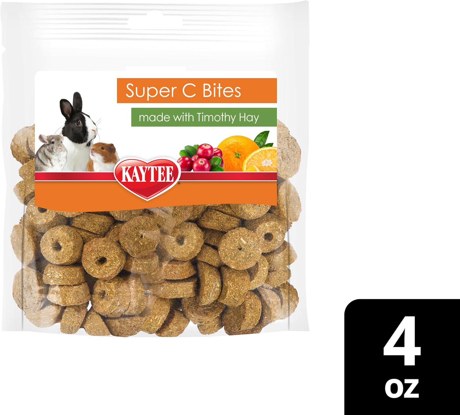 Kaytee Super C Bites Treat For Pet Guinea Pigs, Adult Rabbits, Chinchillas, and Other Small Animals, Cranberry and Orange, 4 oz - Image 10
