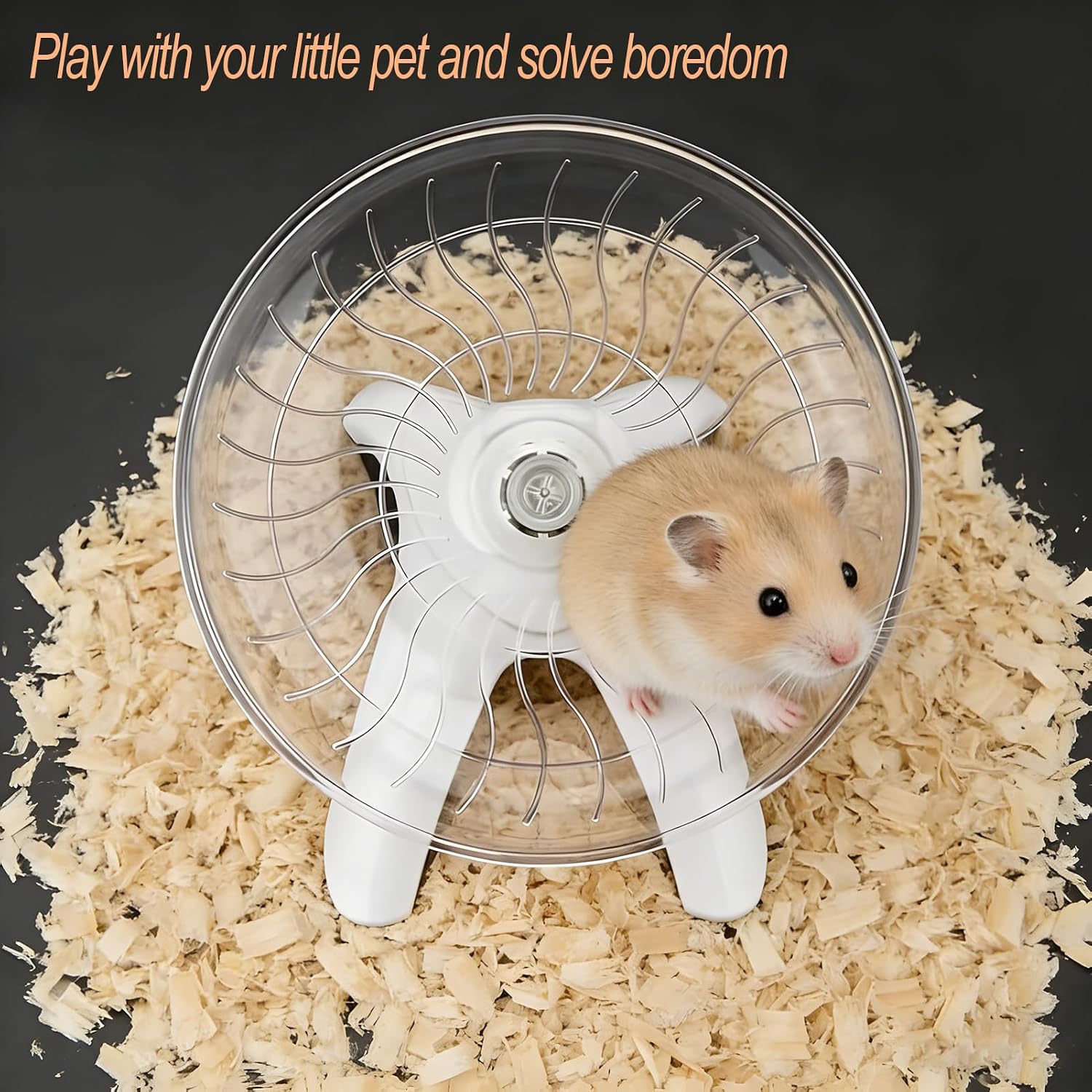 Hamster Wheel, Hamster Flying Saucer Silent Running Exercise Wheel for Hamsters, Gerbils, Mice,Hedgehog and Other Small Pets Silent Running Wheel Hermit Crab Wheel(White) - Image 5