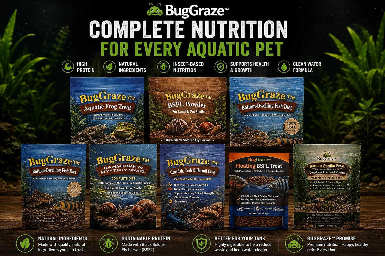 African Dwarf Frog Food – High Protein Sinking Pellets for Aquatic Frogs – Natural Insect-Based Diet – BugGraze 3oz - Image 6