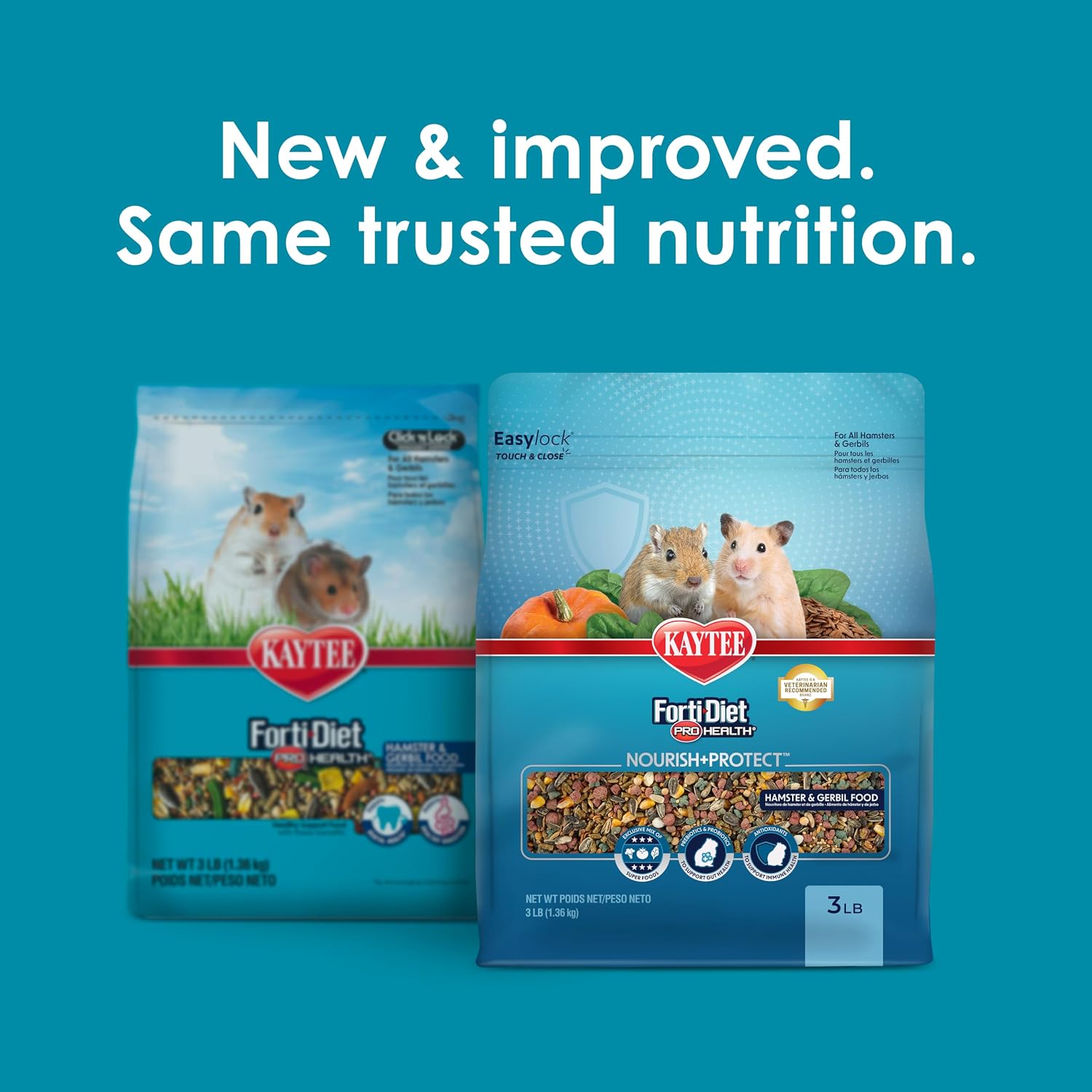 Kaytee Forti-Diet Pro Health Nourish+Protect Hamster and Gerbil Food, Comprehensive Nutrition Backed by Science, Digestive Health, Immune Support, 3 Pounds - Image 2