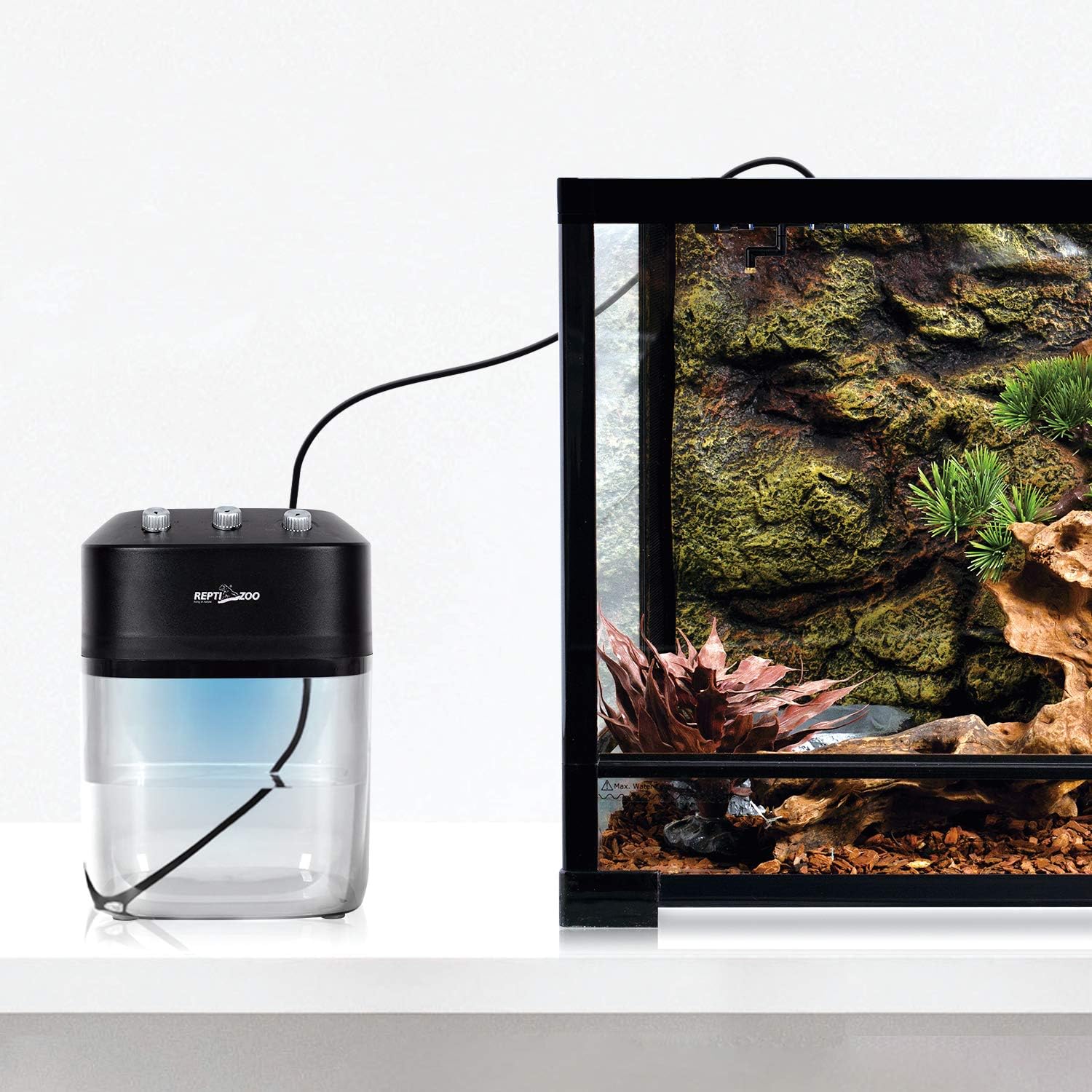 REPTI ZOO 2.2L Solo Adjustable Starter Mister for Reptile Terrariums Humidifier High Pressure Silent Pump Machine Misting Rainforest Sprayer System Tank with 2PCS Nozzles for Reptiles/Amphibians - Image 2