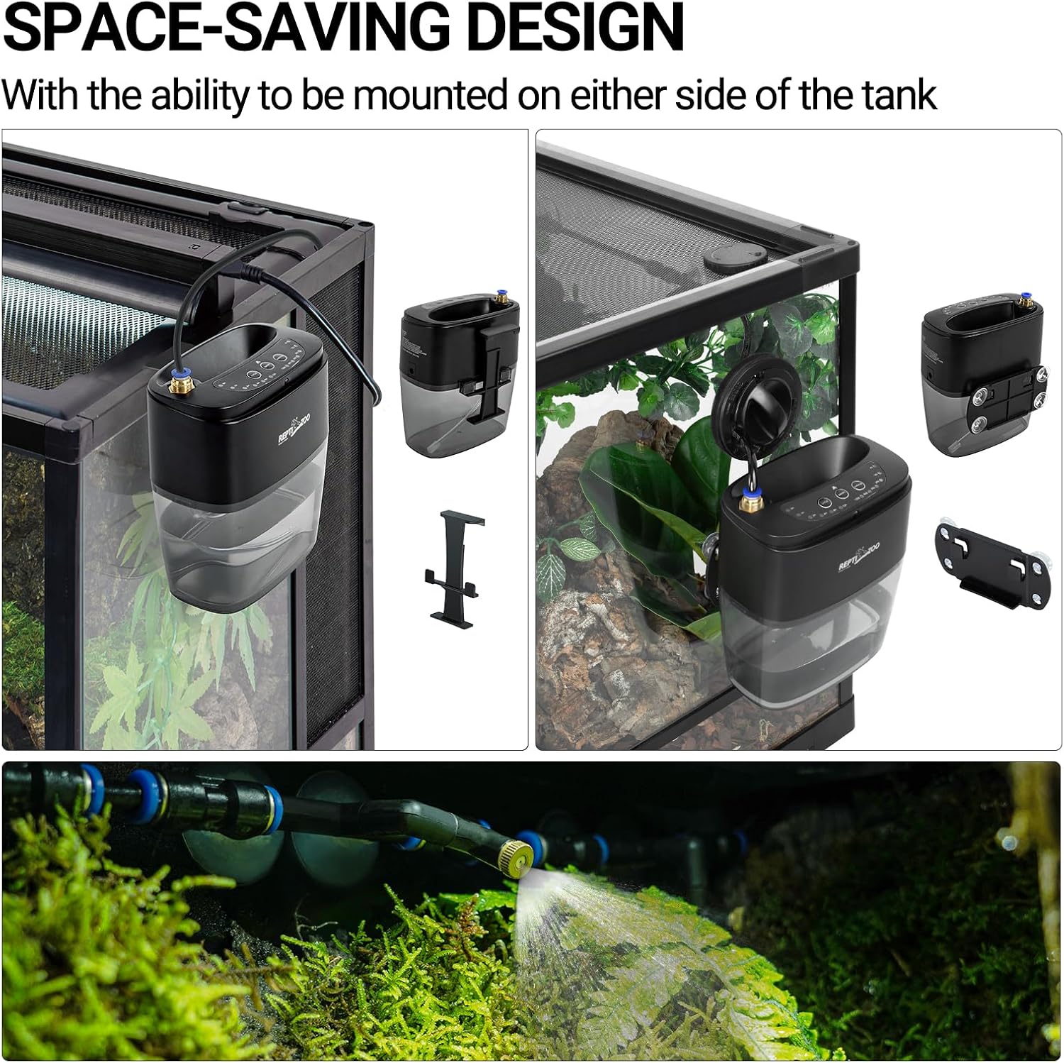 REPTI ZOO 800ml Portable Mister Fogger for Reptile Tank Enclosure - Terrarium Misting System With 2 Nozzles for Amphibians and Rainforest Plants - Image 4
